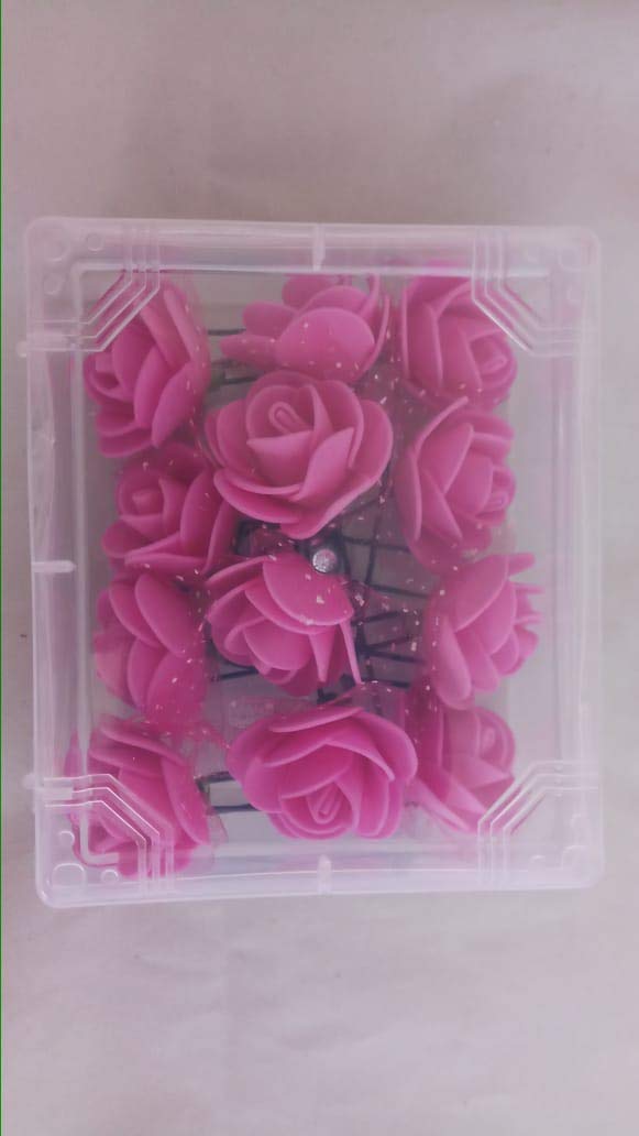 12-Piece Flower Juda Hair Pins for Girls - Hair Styling Accessories in 12 Colors (Magenta) | Perfect for School, Parties, Weddings & Everyday Hairstyles