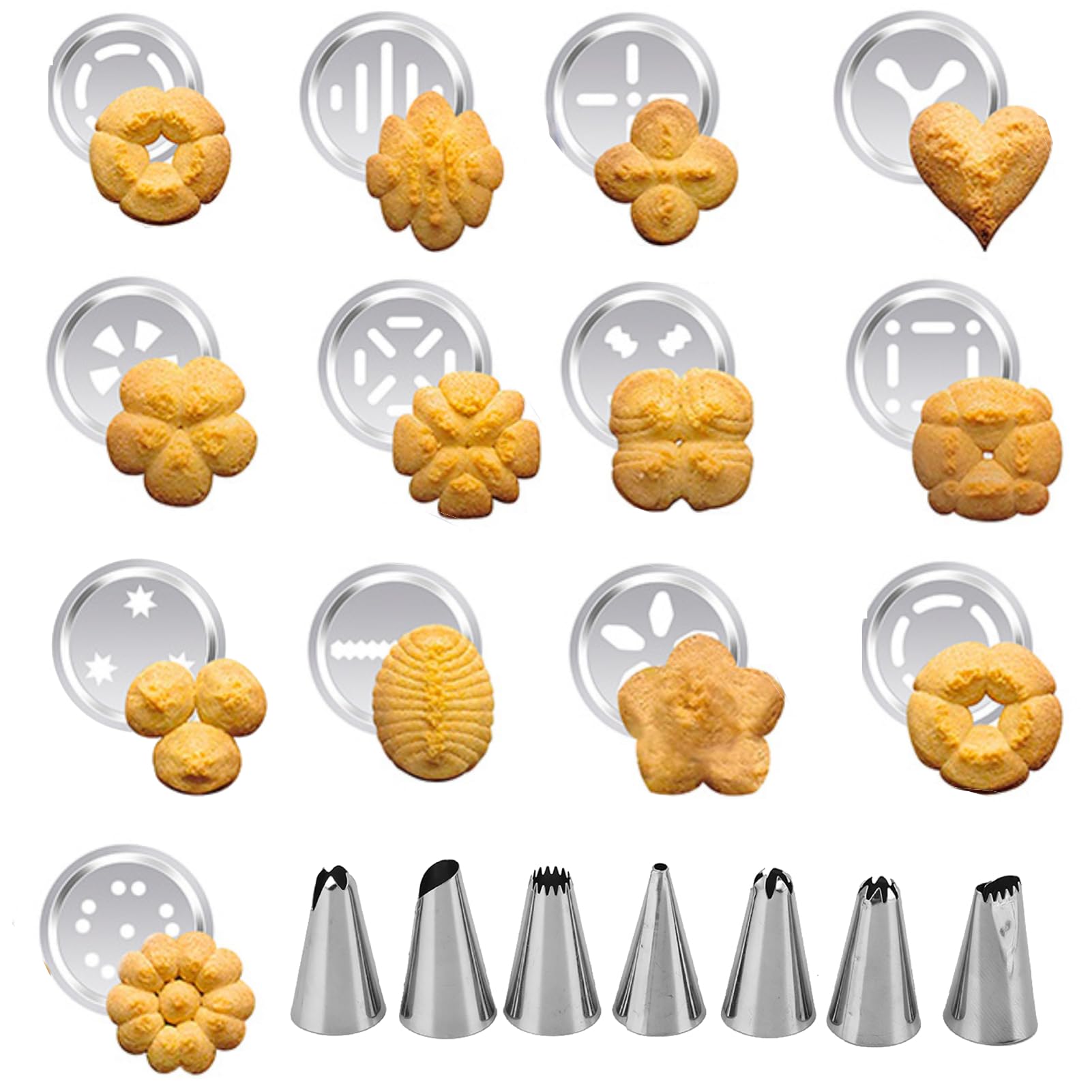 22-Piece Aluminum Alloy Cookie Press Set - Stainless Steel Biscuit Maker Kit for DIY Baking, Cookie Decorating & Cake Icing | Perfect for Christmas, Wedding & Party Dessert Making