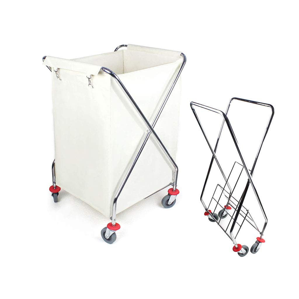 Foldable Commercial Laundry Cart with X-Folding Bracket & Removable Wheels - Heavy Duty Oxford Cloth Bag - Easy Assembly for Hotels, Laundromats & Commercial Use - Space Saving Collapsible Design for Efficient Laundry Room Organization