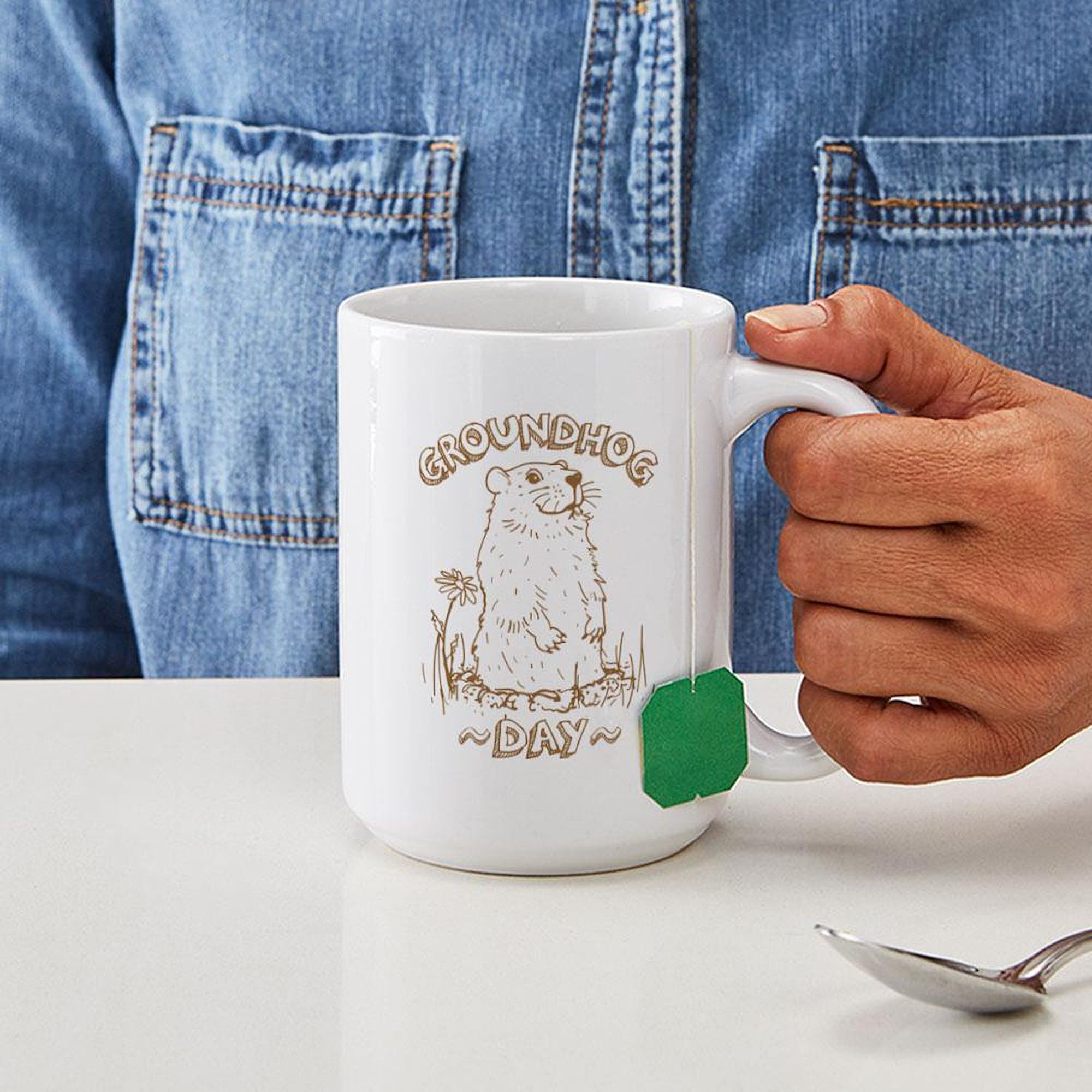 Groundhog Day 15 oz (444 ml) Ceramic Coffee Mug - Funny Novelty Gift for Coffee Lovers - Perfect for Office Use, Home Decor & Holiday Celebrations