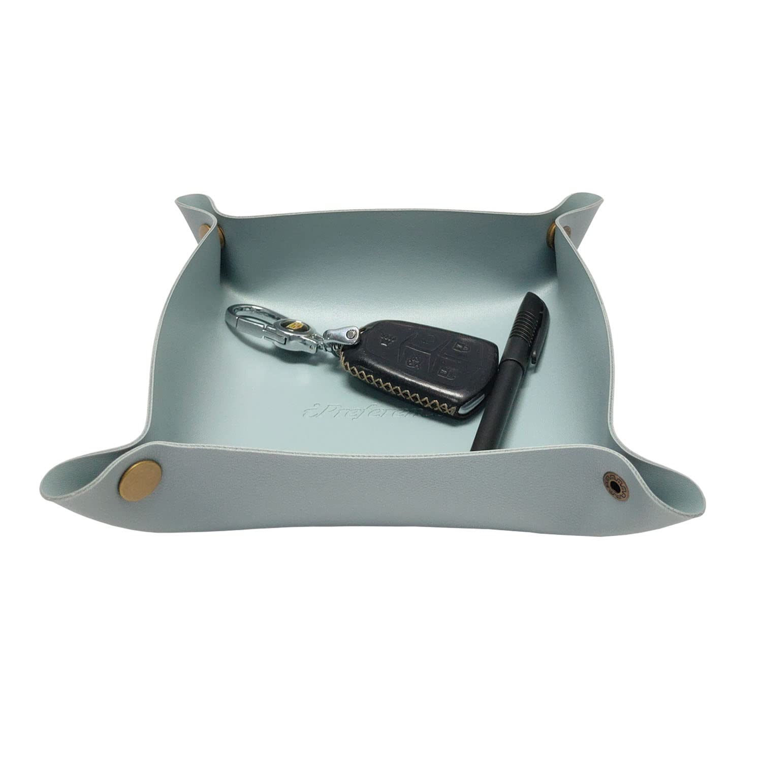 Premium PU Leather Tray Organizer - Jewelry, Keys & Office Accessories Storage Box - Multi-Functional Vanity Tray for Wallets, Coins & Desk Organization (Dark Sky Blue) - Perfect for Bedroom, Bathroom & Office Decor