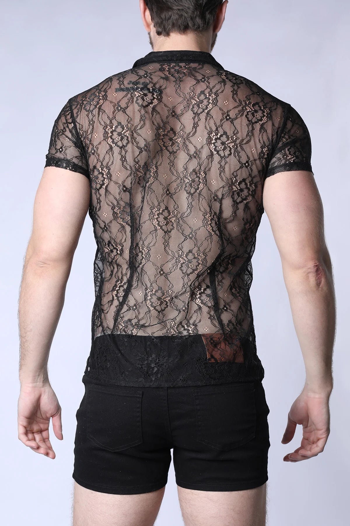 Timoteo Positano Black Lace Button Down Shirt for Women - Elegant Blouse for Office, Party & Special Occasions