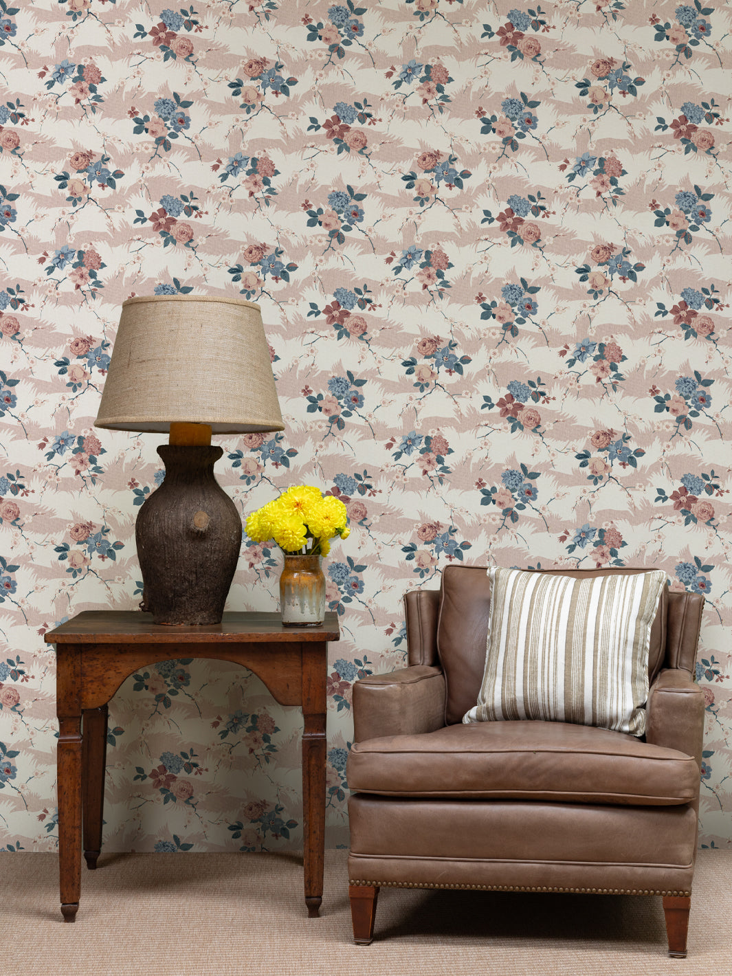 Nathan Turner Dora Chintz Wallpaper - Pink and Blue Floral Pattern for Bedroom & Living Room Decor