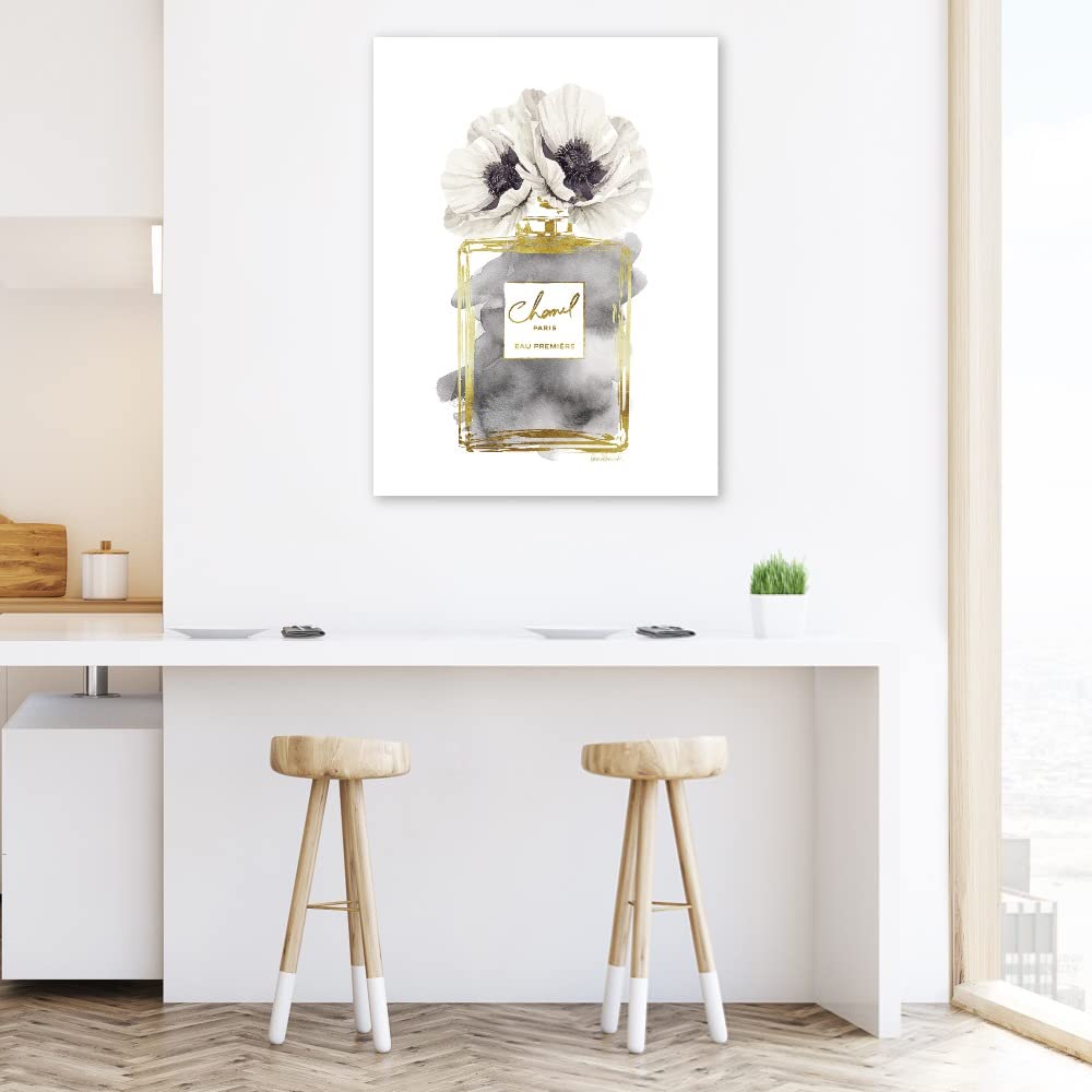 Fine Art Canvas Perfume Bottle Bouquet III Wall Painting by Amanda Greenwood - Modern Home Decor for Living Room, Bedroom, Office - Ready to Hang 32x43 Inches - Perfect for Gifts, Housewarming & Interior Design