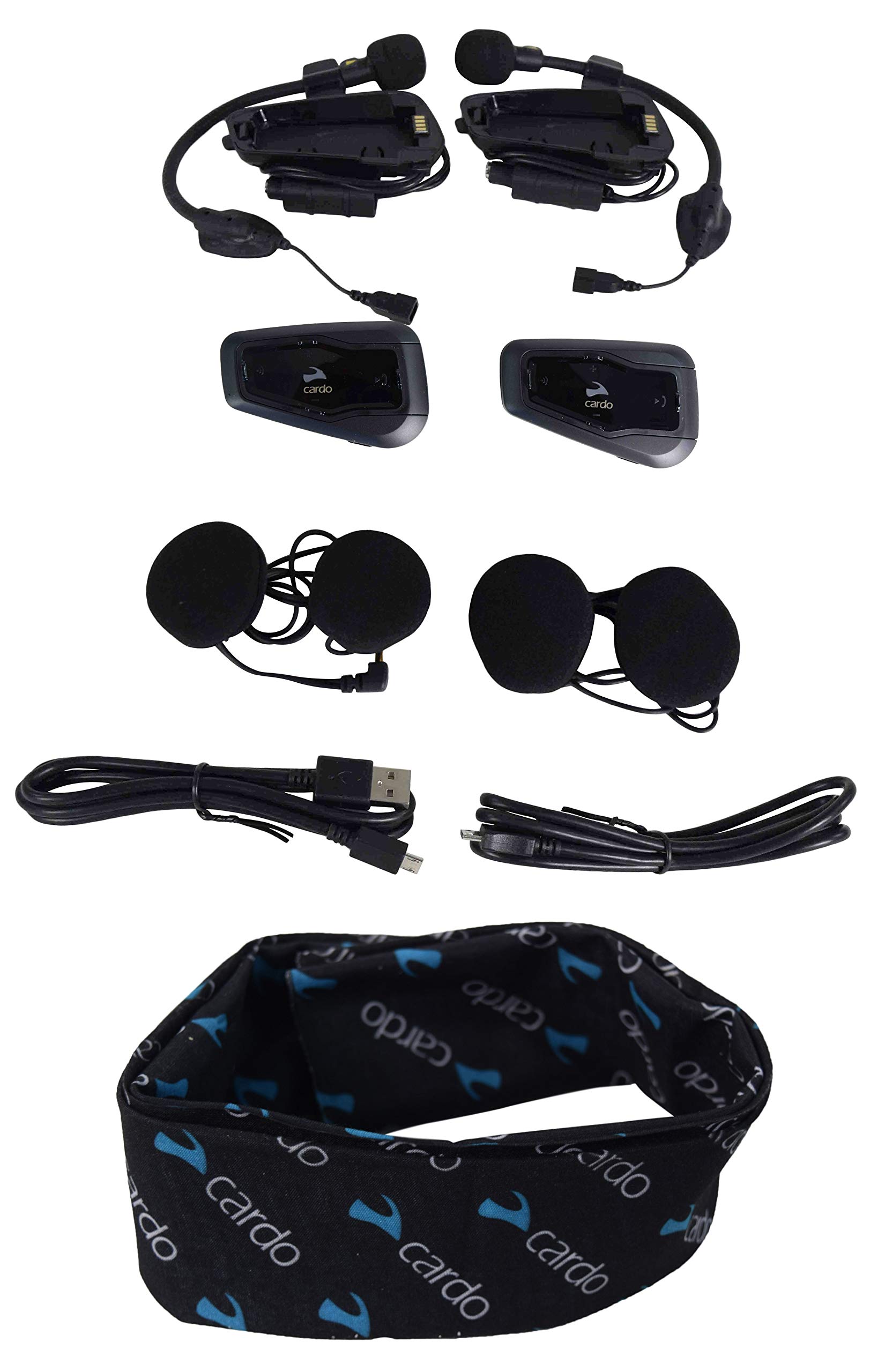 Cardo Scala Rider FREECOM Bluetooth Motorcycle Helmet Communication Headset - Wireless Intercom System for Riders with Cardo Logo Neck Gaiter (FREECOM 1+ Duo) - Perfect for Group Riding, GPS Navigation & Hands-Free Calls on the Road