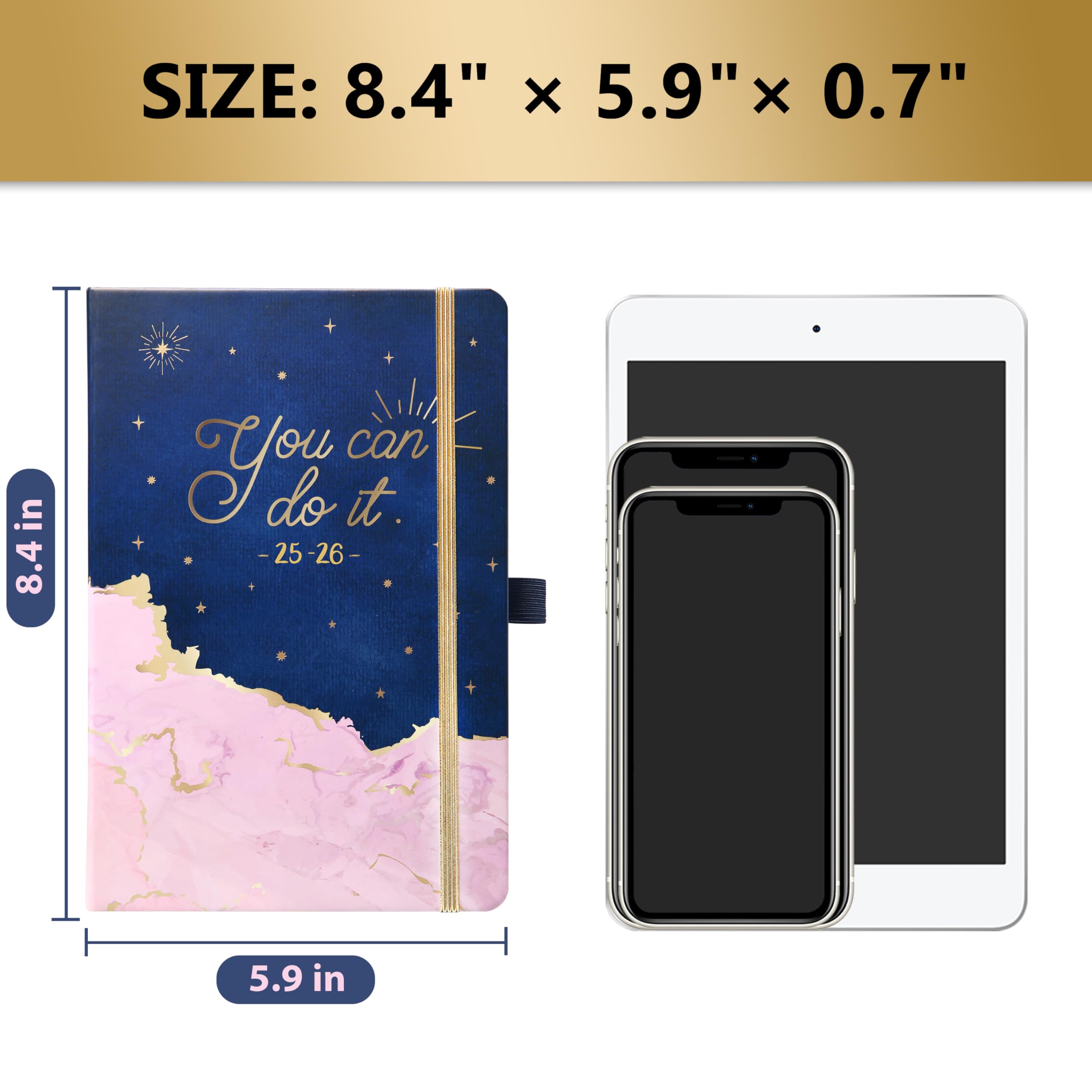2025-2026 Academic Planner - A5 Weekly Diary from August 2025 to July 2026, Hardcover Daily Organizer with Blue & Pink Cover (21.3 x 14.7 x 1.6 cm) - Perfect for Students, Teachers & Office Professionals