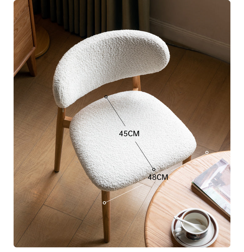 Solid Oak & Ash Wood Dining Chair with Lamb Velvet Cloud Cotton Upholstery - Comfortable Modern Farmhouse Style Seating for Kitchen, Dining Room & Breakfast Nook