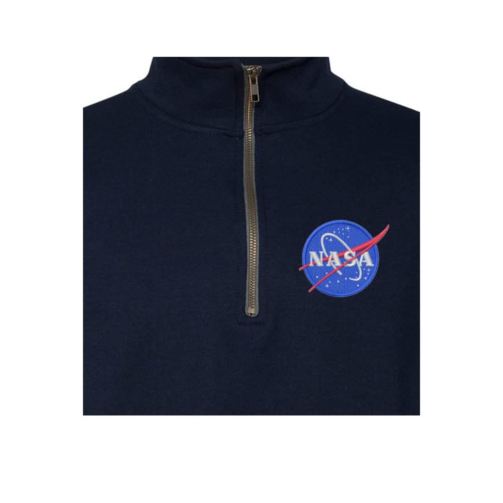 ALLNTRENDS NASA Embroidered Zip Collar Sweatshirt for Adults - Stylish Space-Themed Pullover for Men & Women | Perfect for Casual Wear, Street Fashion & Outerwear