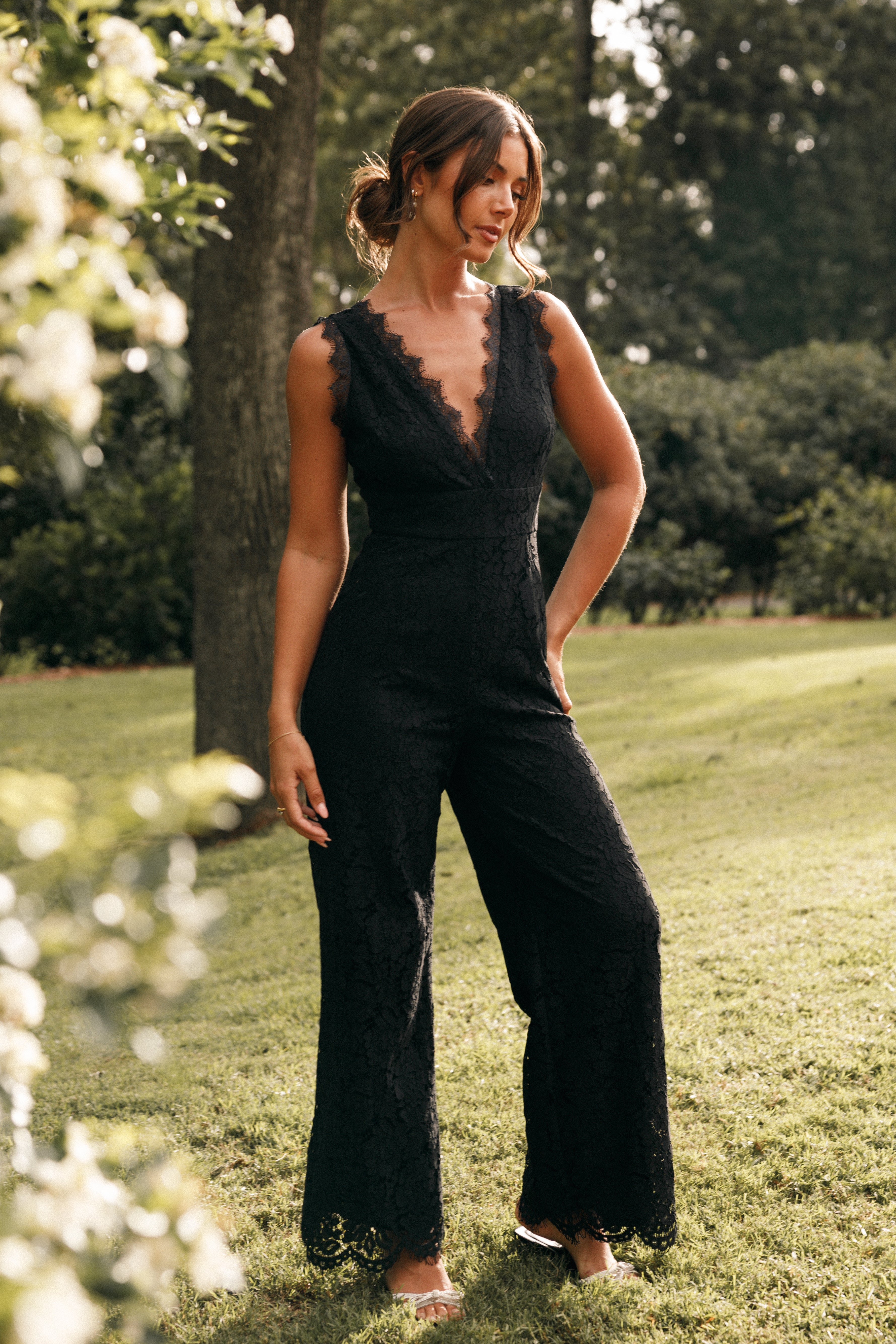 Elegant Black Eloise Lace Jumpsuit for Women - Formal Evening Wear & Special Occasion Outfit