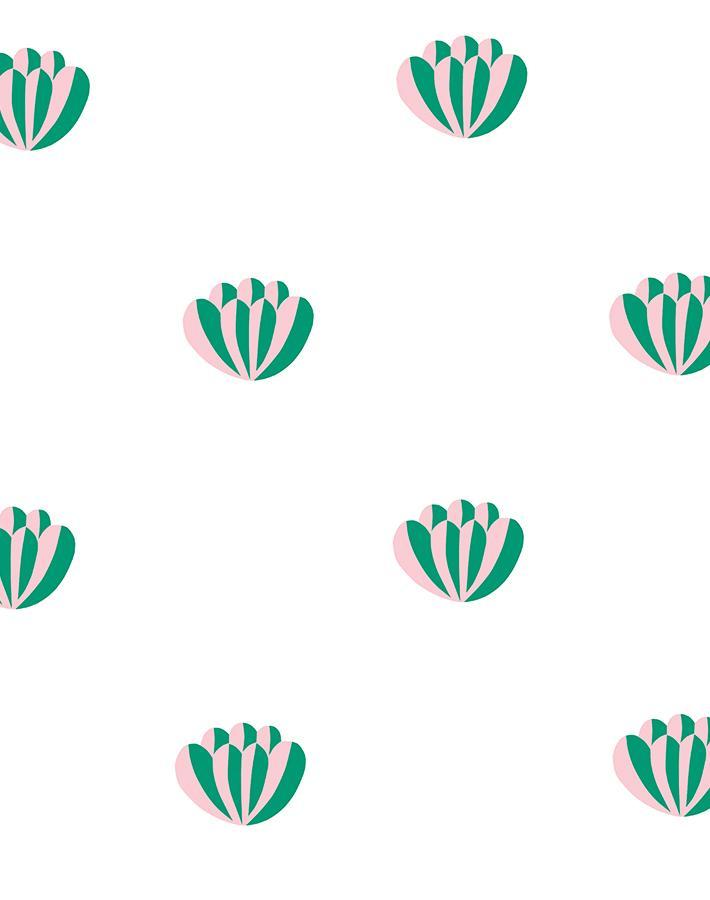 Clare V. 'Lotus' Emerald Pink Wallpaper - Premium Peel & Stick Wallpaper for Bedroom, Living Room, Nursery Decor