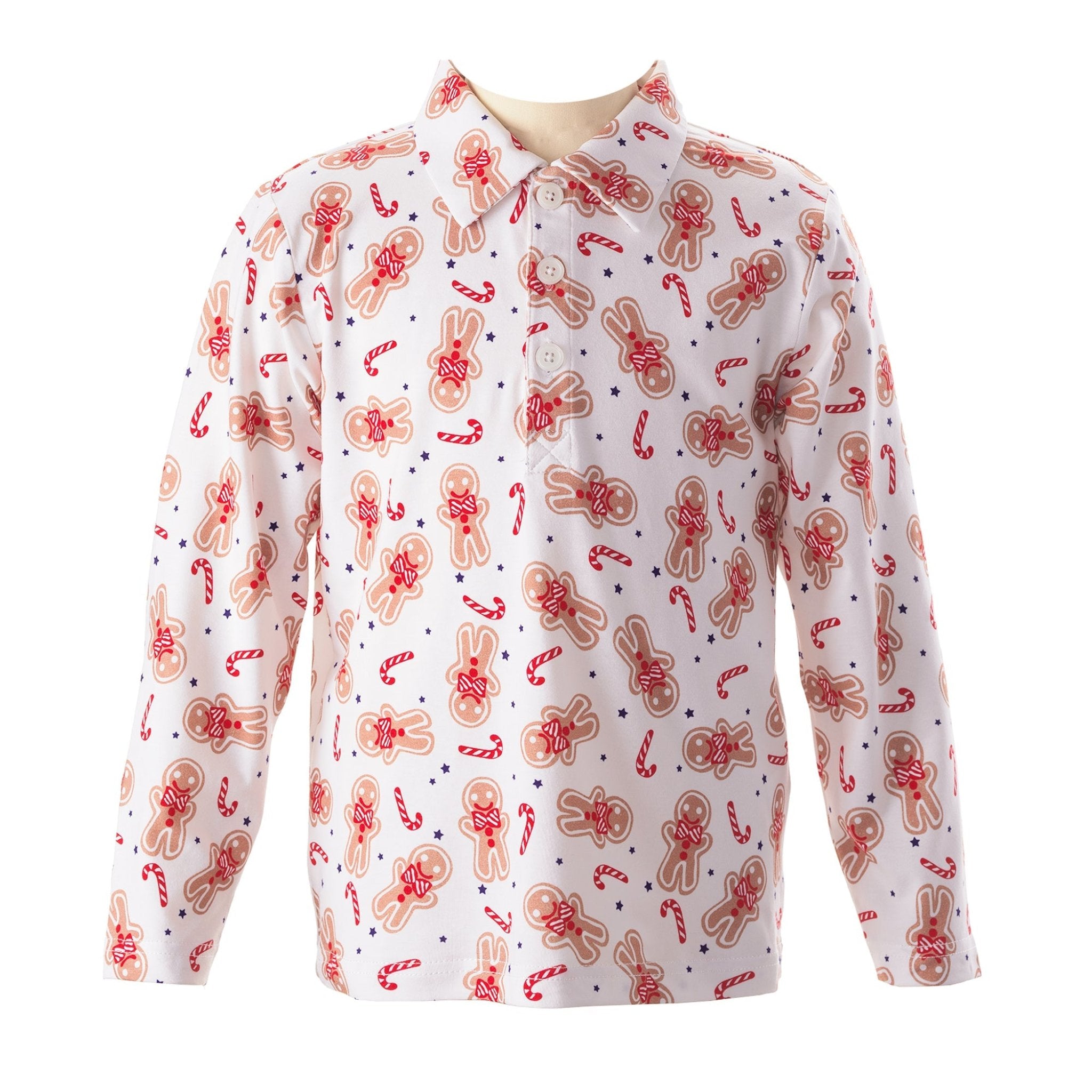 Boys Gingerbread Polo Shirt - Christmas Holiday Party Outfit - Cute Festive Top for Kids, School Events & Family Photos