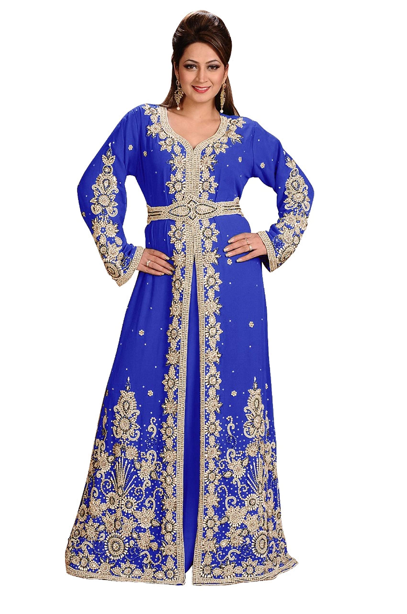 Elegant Kaftan Evening Gown - Women's Flowy Cocktail Dress for Parties, Weddings & Special Occasions | Plus Size Options Available