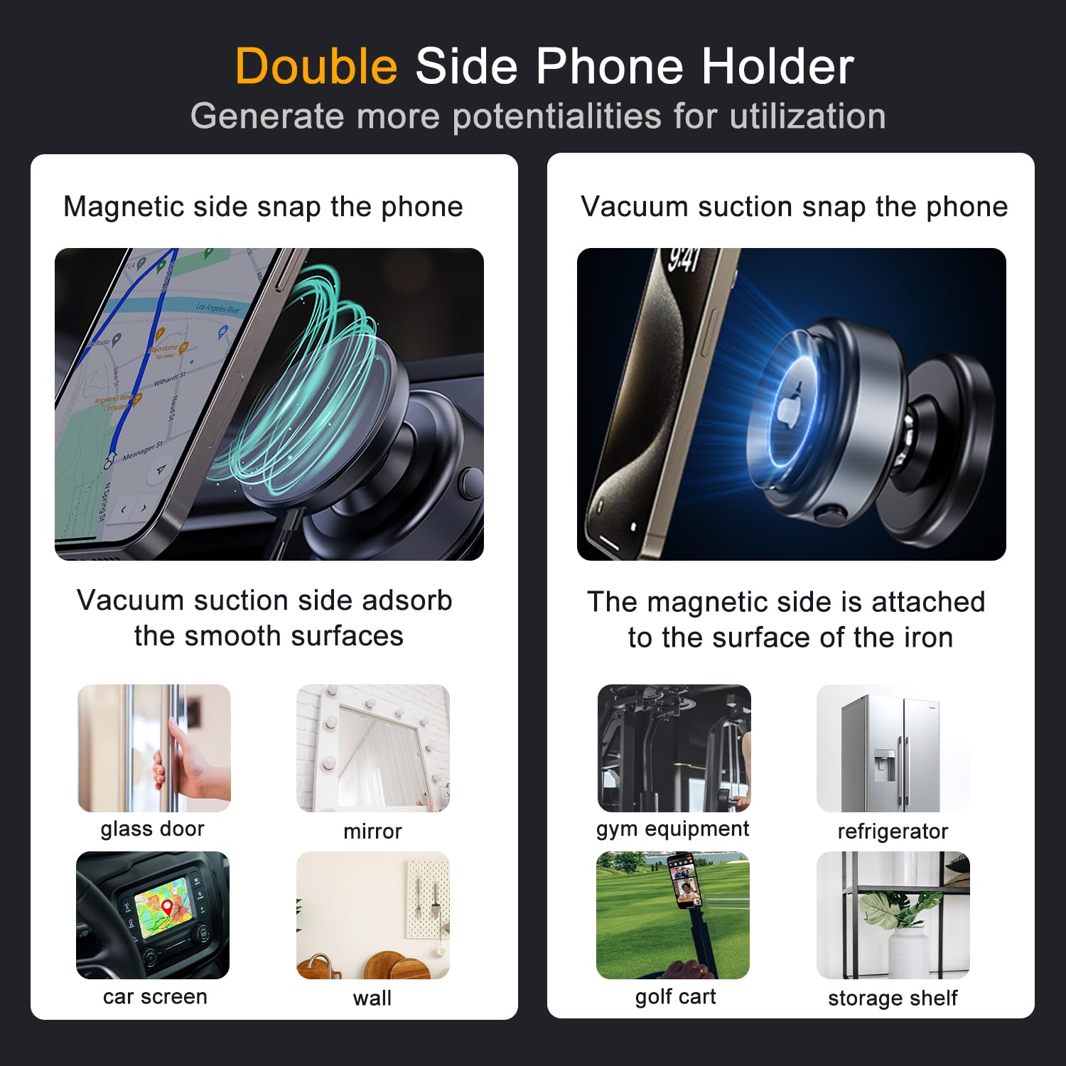 15W MagSafe Wireless Car Charger Mount - 360° Adjustable N52 Magnetic Phone Holder for iPhone | Strong Vacuum Suction for Windshield, Dashboard & Smooth Surfaces | Perfect for Commuting, Road Trips & Hands-Free Charging