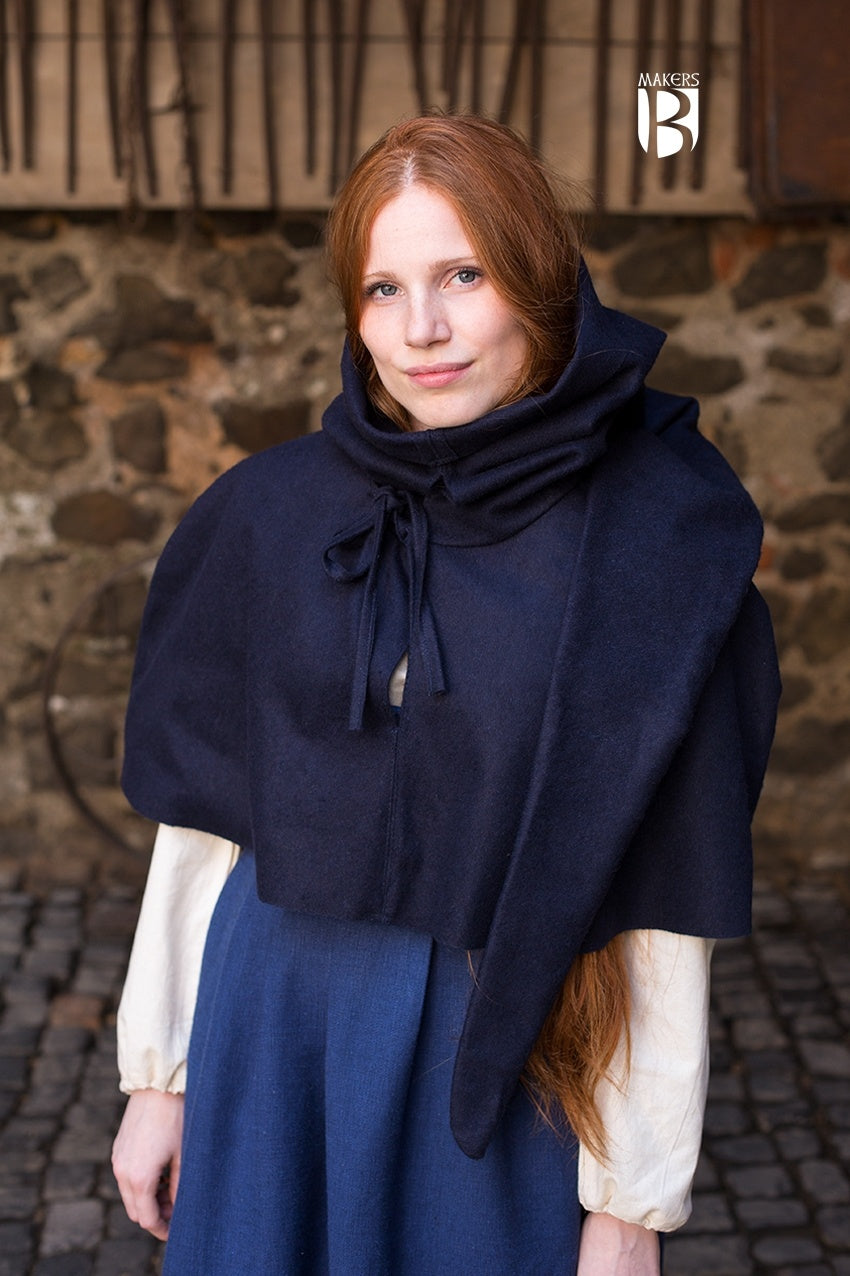 Dark Blue Cowl Neck Sweater for Women - Cozy Winter Knit Pullover for Casual Wear & Layering