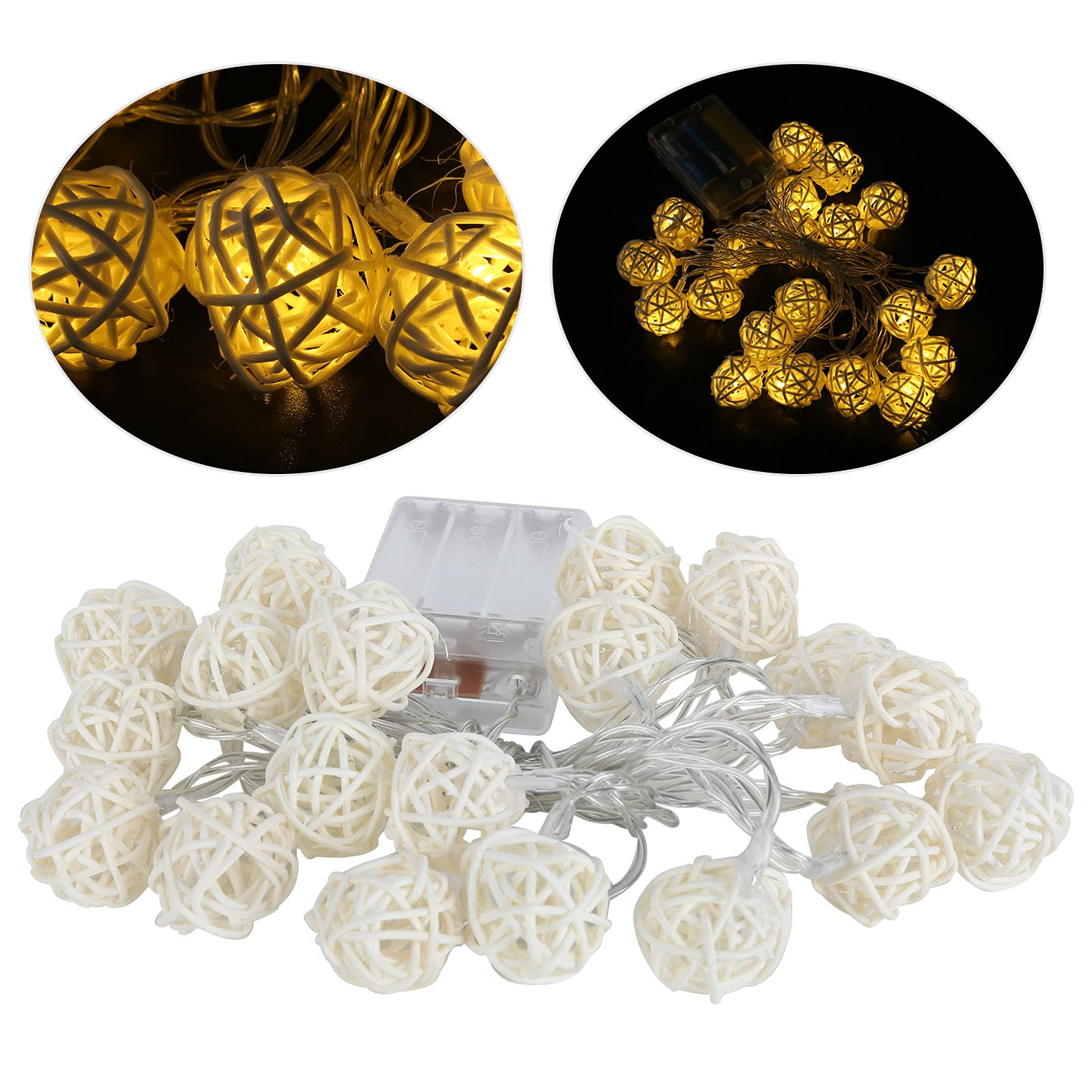 01 Globe String Lights - 50 LED Warm White Fairy Lights for Wedding, Bedroom, Party & Stage Decor - Elegant Ball String Lights for Indoor & Outdoor Decoration - Perfect Gift for Holidays, Christmas & Home Decor