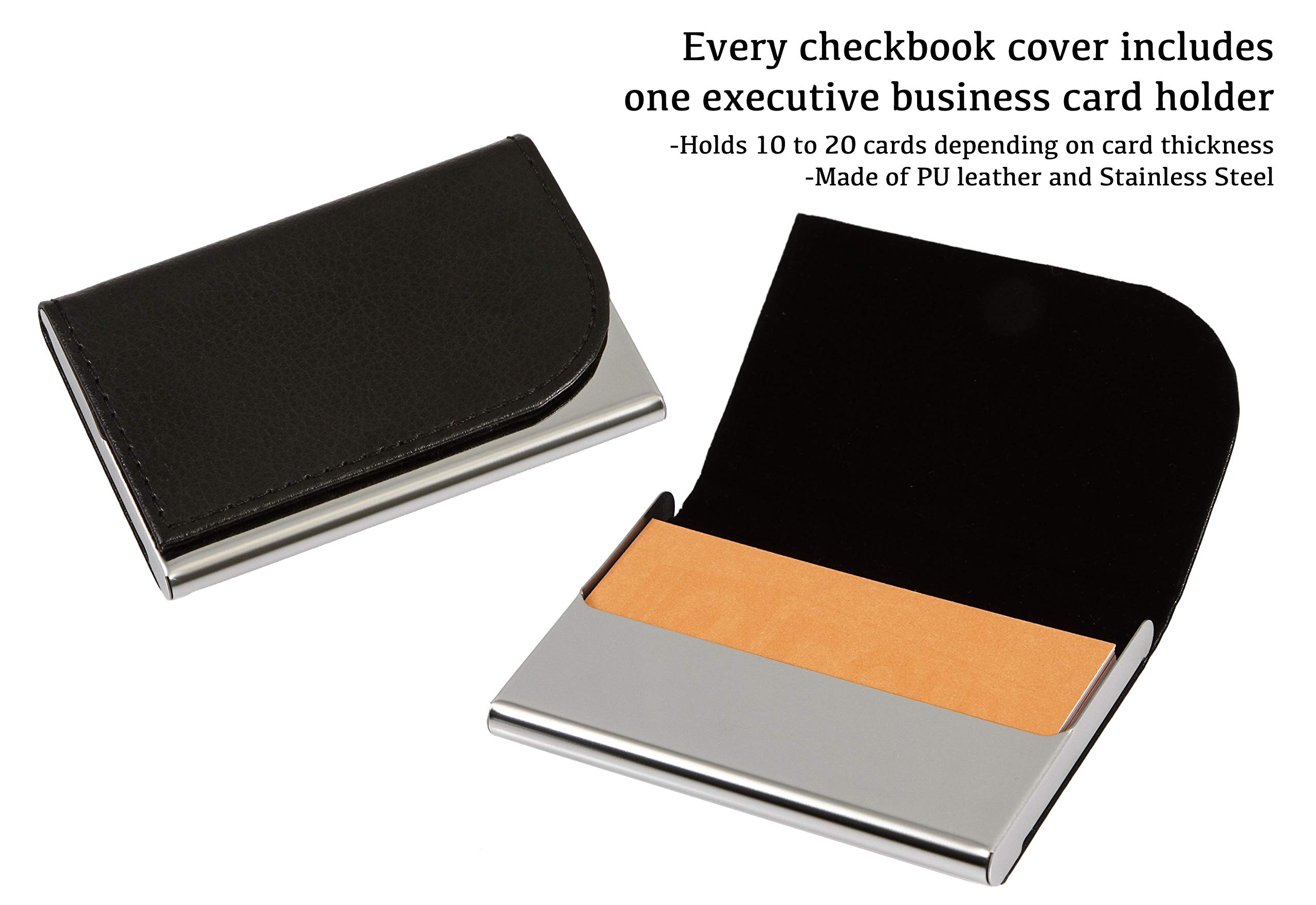2Fold Zippered Business Checkbook - 7 Ring Binder for Checks with Built-in Organizer & Business Card Holder - PU Leather Portfolio for 600 3-Up Checks (Blue) - Perfect for Accountants, Small Business Owners & Office Professionals