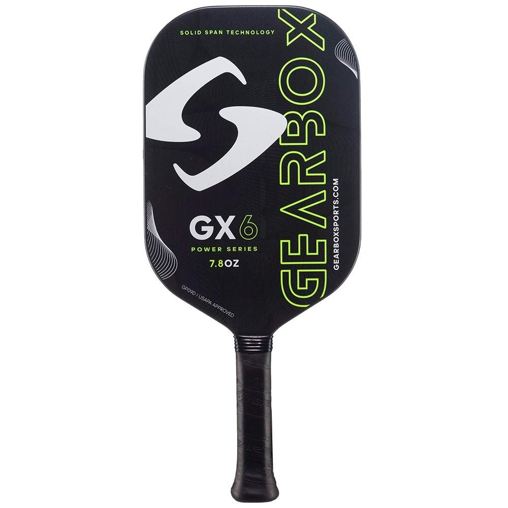 Premium Carbon Fiber Pickleball Paddle - Gearbox GX6 Power 7.8oz 3-5/8in Neon Yellow | Lightweight & Durable for Competitive Play, Outdoor Games & Tennis Court Training
