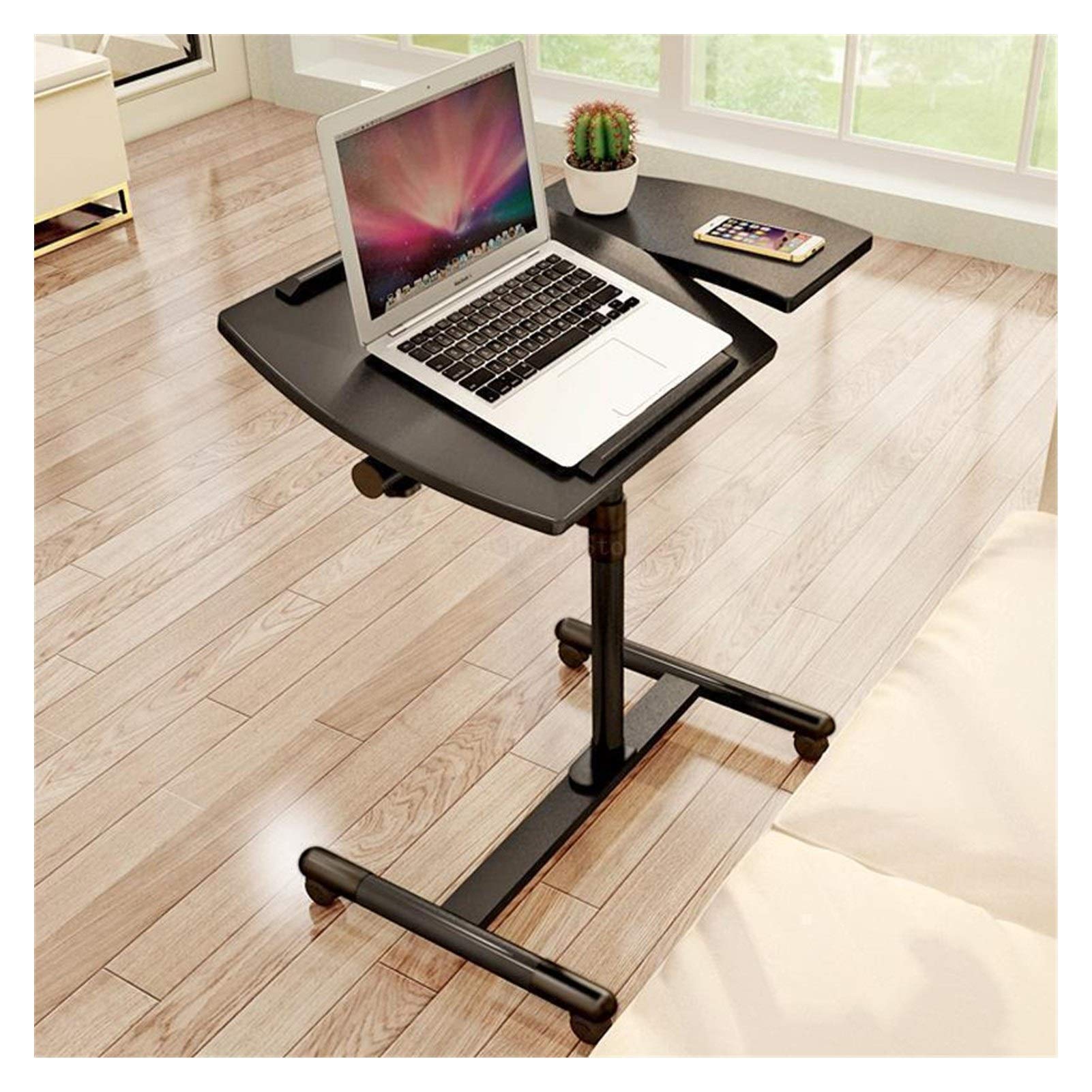 Adjustable Height Portable Laptop Bed Table with Wheels - Lightweight Snack Side Table for Office, Dorm & Home Use - Perfect for Working, Studying & Eating in Bed or on Sofa