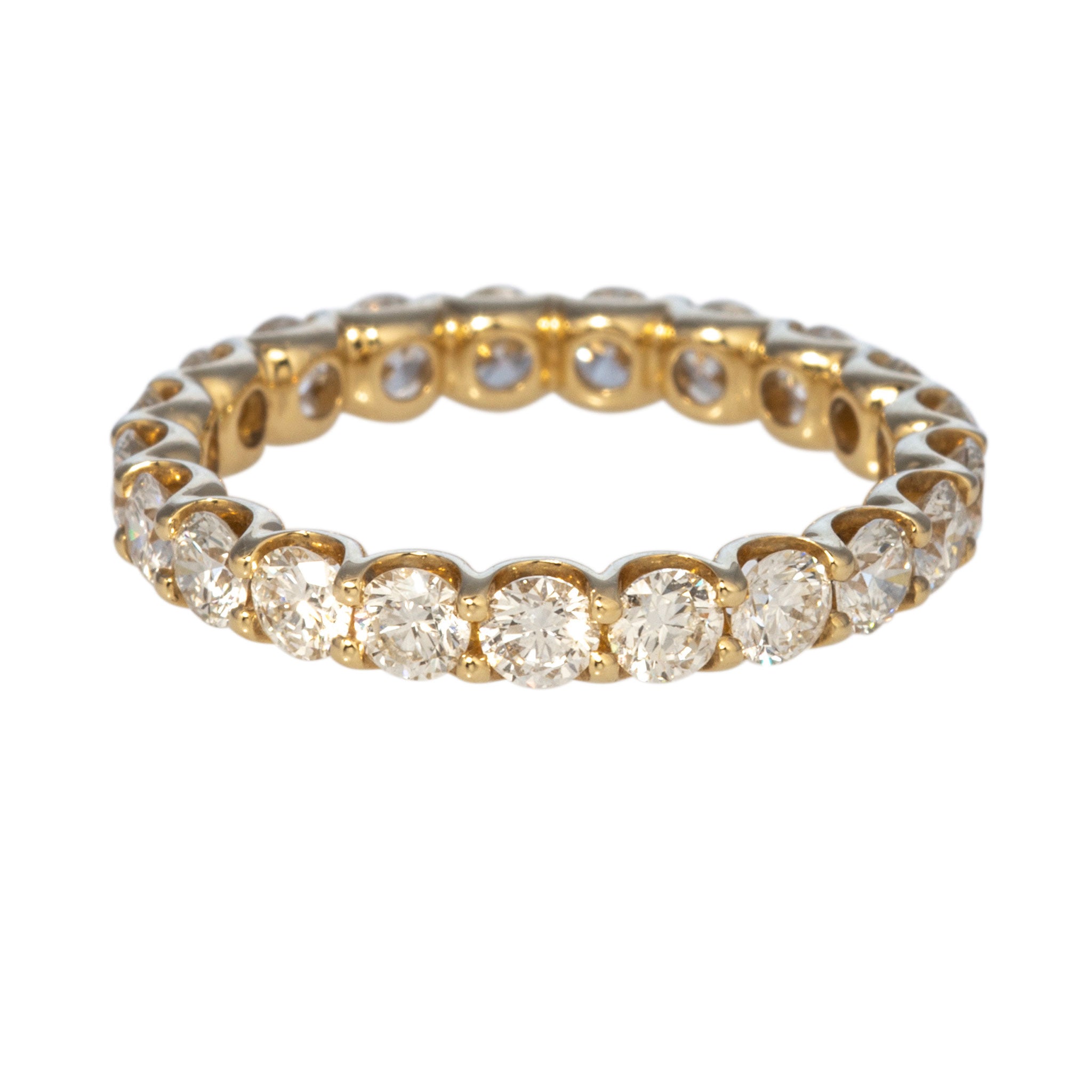 2ctw Round Diamond 14K Yellow Gold Eternity Band Ring for Women - Perfect for Weddings, Anniversaries & Special Occasions