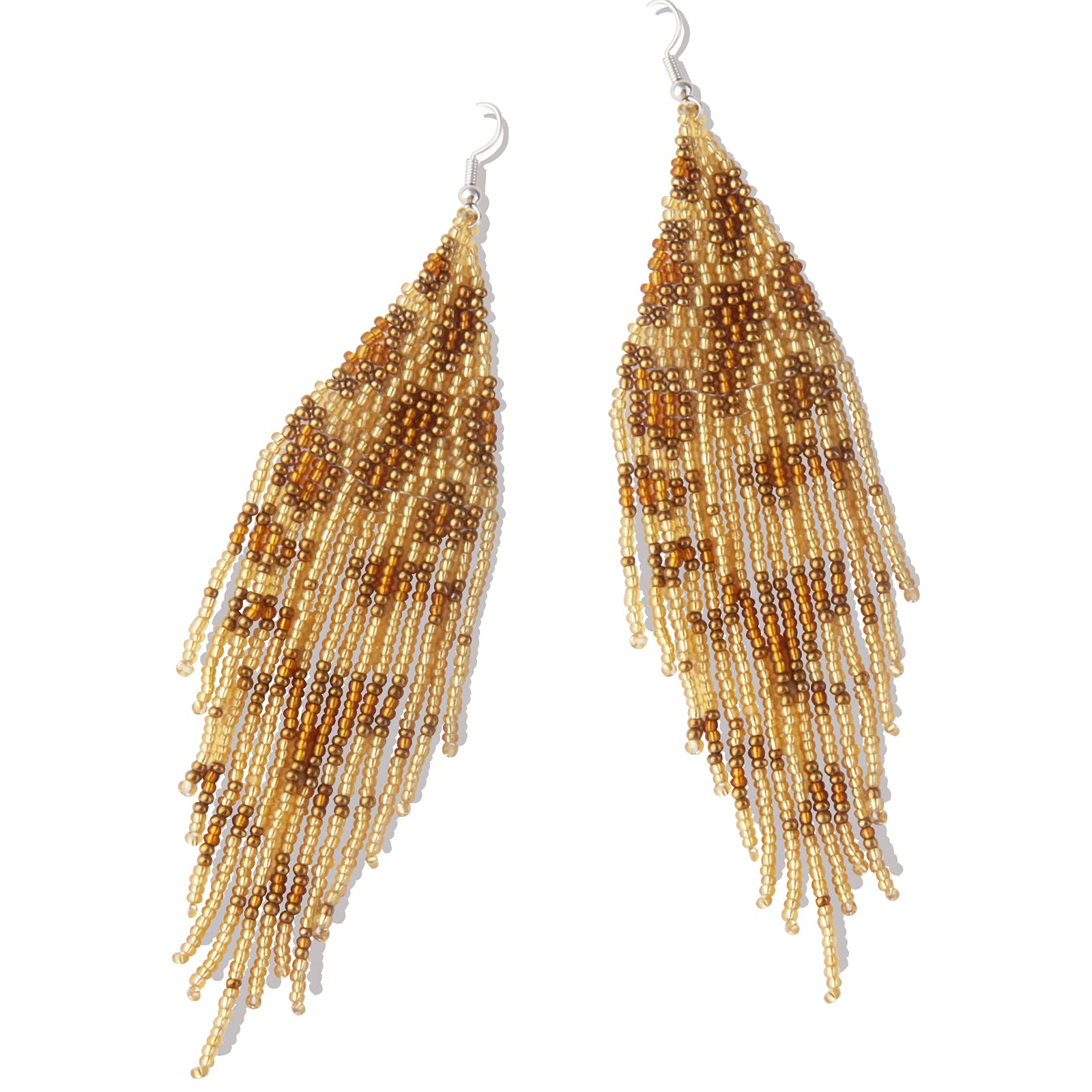 Long Beaded Tassel Earrings - Leopard Print Bohemian Drop Earrings with Seed Beads | Tribal Dangle Earrings for Women | Perfect for Parties, Weddings & Everyday Wear | Unique Gift for Sister, Girlfriend & Fashion Lovers