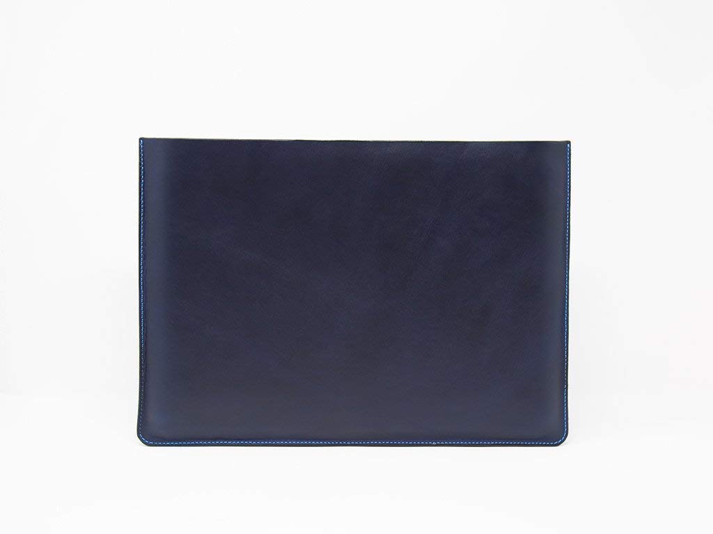 Premium Horween Dublin Blue INK Leather MacBook Case - Protective Sleeve for MacBook Pro & Air 13/15 inch | Business Travel & College Laptop Protection