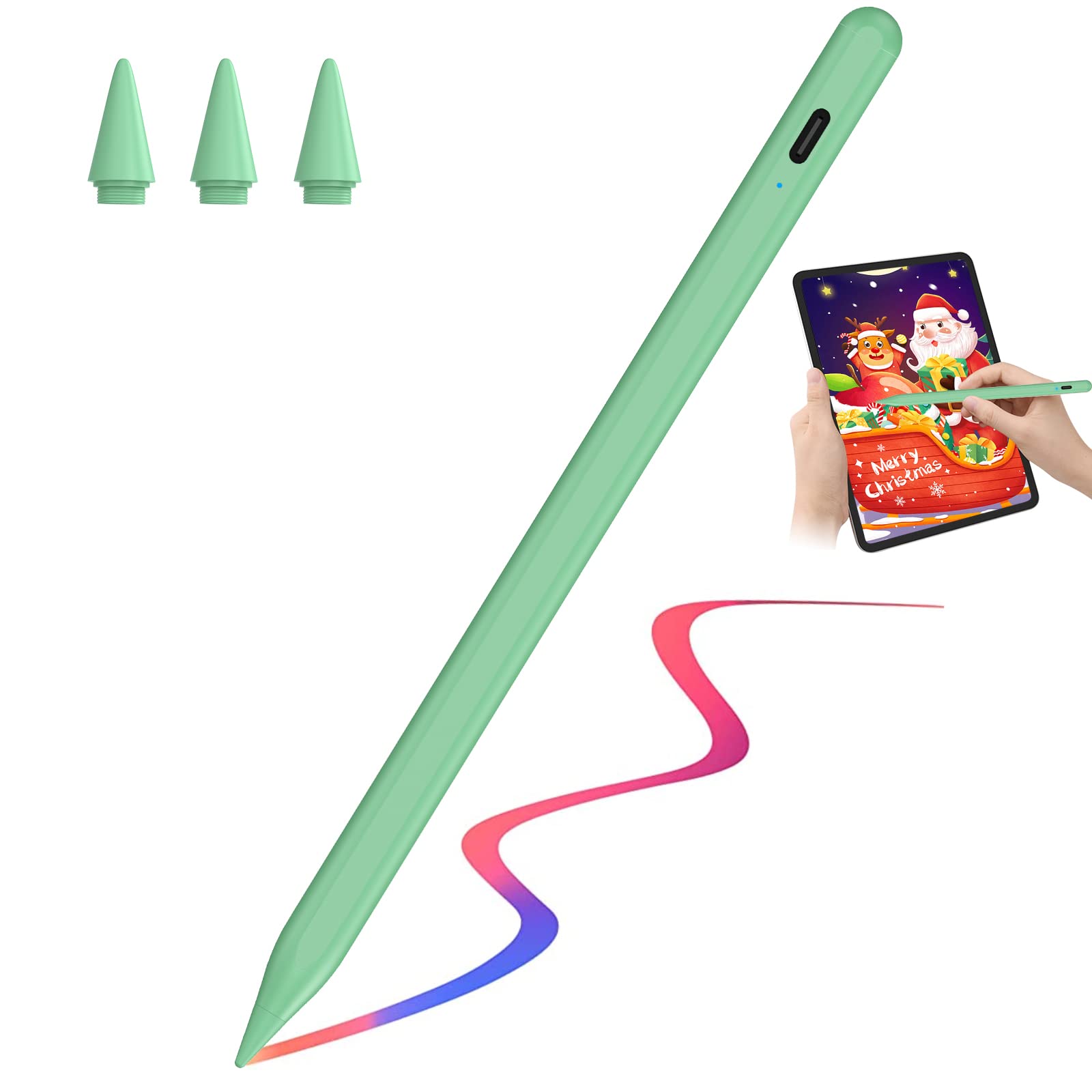 Fast Charging Stylus Pen for iPad 9th & 10th Generation - 5-Minute Quick Charge Digital Pencil - Compatible with iPad Pro 11/12.9 Inch (2018-2023), iPad 6-10 Gen, iPad Mini 5-6, iPad Air 3-5 - Green - Perfect for Drawing, Note-Taking & Professional Design Work