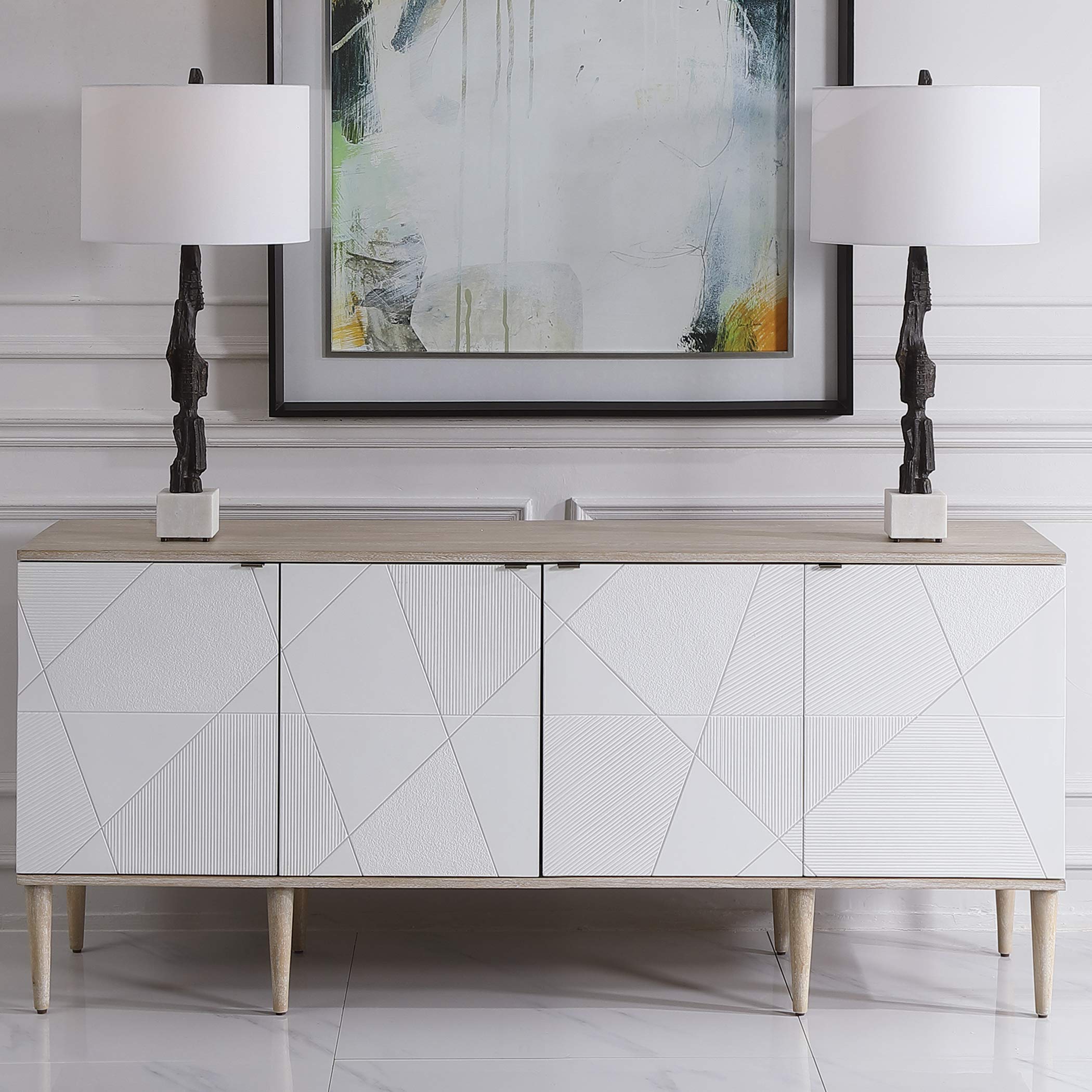Modern 4-Door Sideboard Cabinet with Tightrope Design - Stylish Storage for Living Room, Dining Room, or Entryway