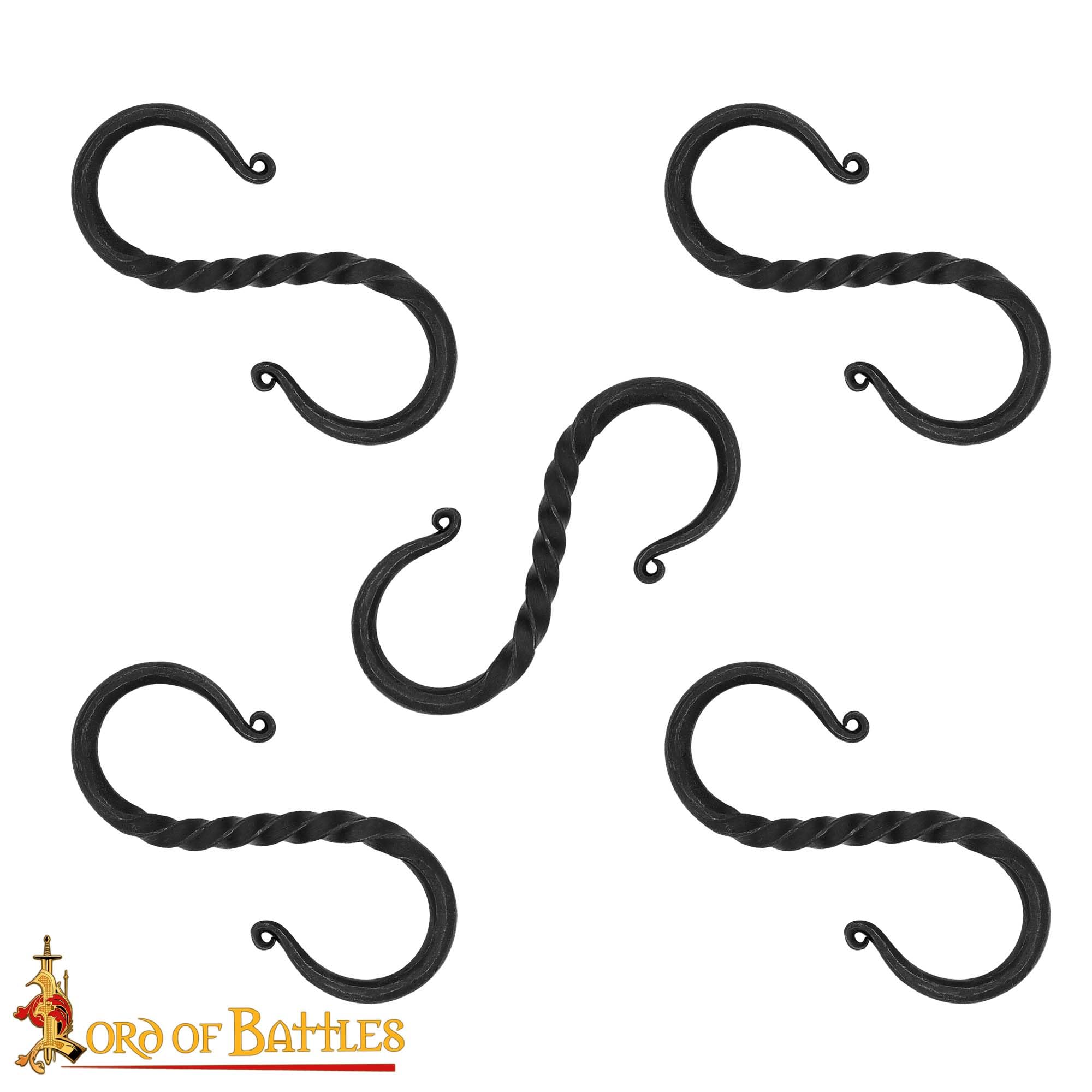 Viking Iron S-Shaped Hook - Hand Forged Black Hanging Cooking Stand for Camping, Outdoor Cooking & Medieval Reenactments | Durable Camp Accessory for Dutch Ovens & Cauldrons