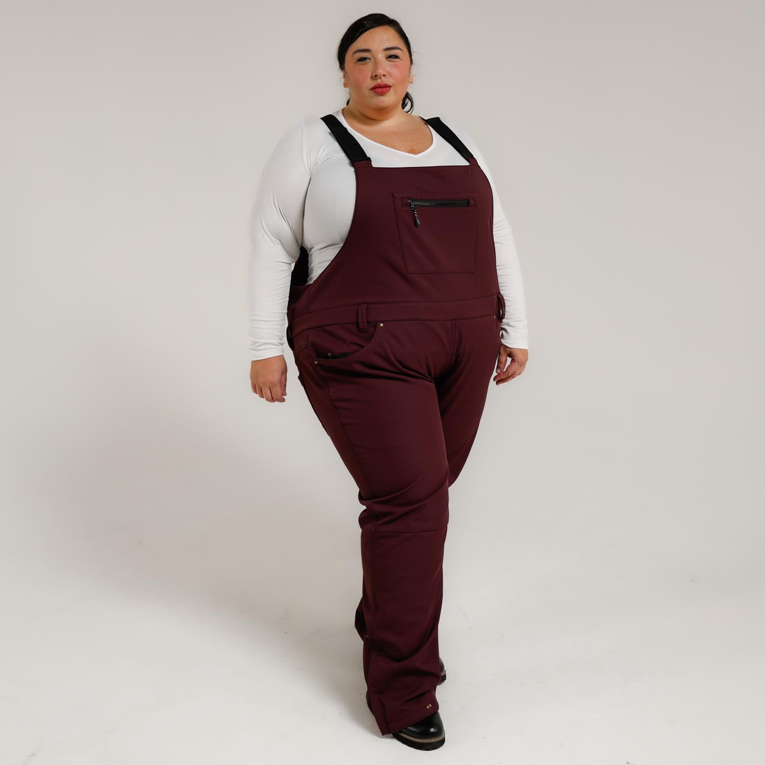 1X-6X Women's Plus Size Soft Shell Stretch Snow Ski Bib Overalls - Waterproof Winter Pants for Skiing, Snowboarding & Outdoor Activities