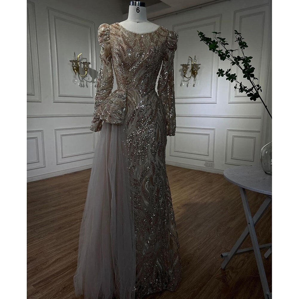 Elegant Muslim Green Mermaid Evening Dress with Lace & Beaded Details - Luxury Women's Party Gown for Special Occasions | Perfect for Weddings, Galas & Formal Events 2025 LA72123