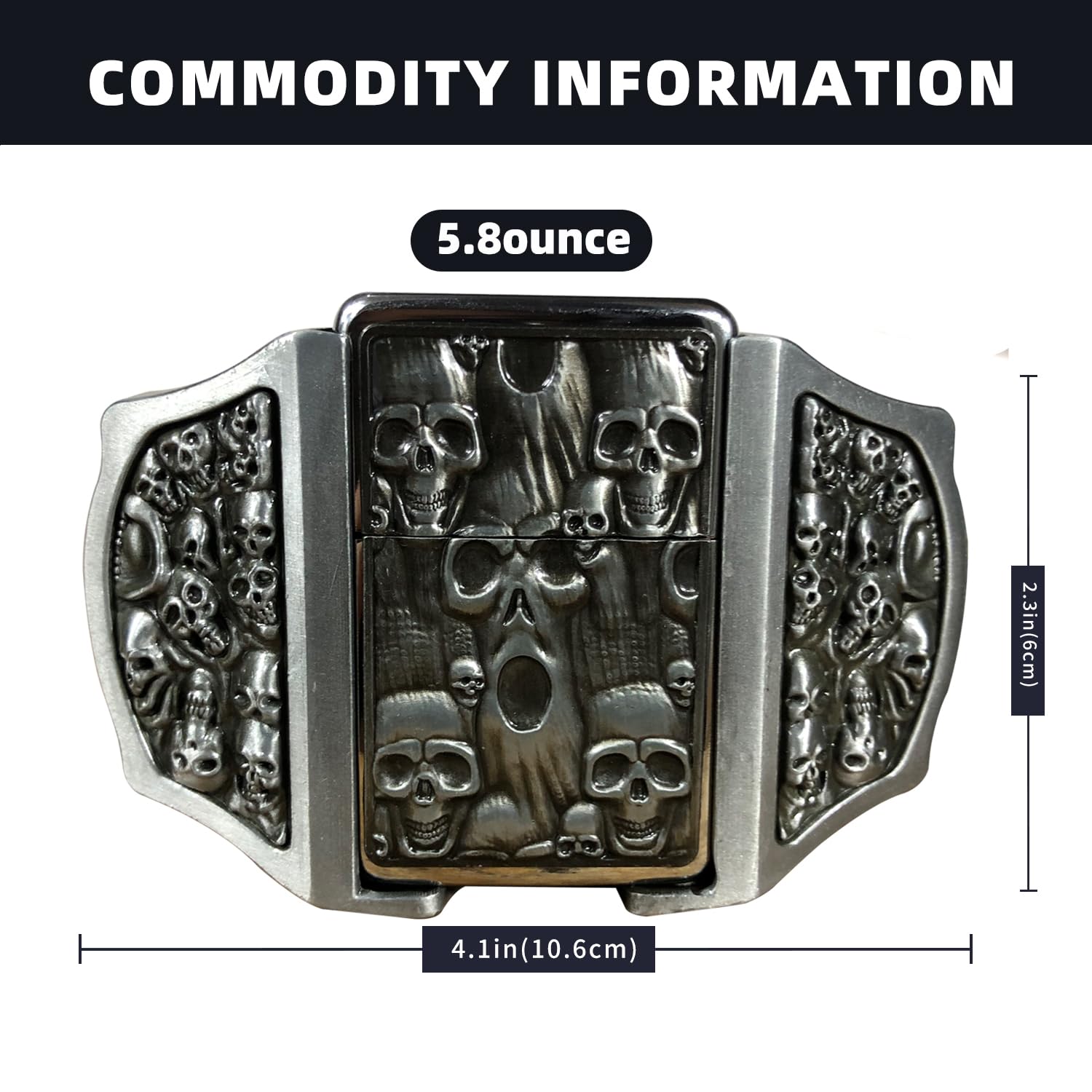 Premium Zinc Alloy Western Cowboy Belt Buckle with Hidden Kerosene Lighter - Vintage Style Black Metal Buckle for Cowboy Boots & Jeans | Perfect for Rodeo, Country Music Festivals & Western Fashion Outfits