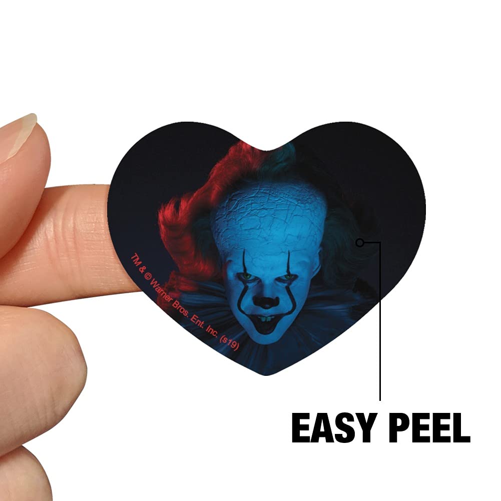 IT Chapter 2 Pennywise Heart Shaped Stickers - Scrapbook Planner Calendar Decoration for Horror Fans & DIY Craft Projects - Perfect for Journals, Bullet Notebooks, and Halloween Party Decor