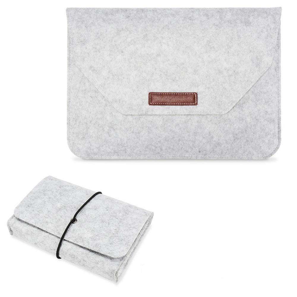 DUXAA Ultra Slim Felt Laptop Sleeve Case for 11-14 Inch MacBook Air Pro, Tablet Protective Bag - Light Gray Business Carrying Case for Work, School & Travel Accessories