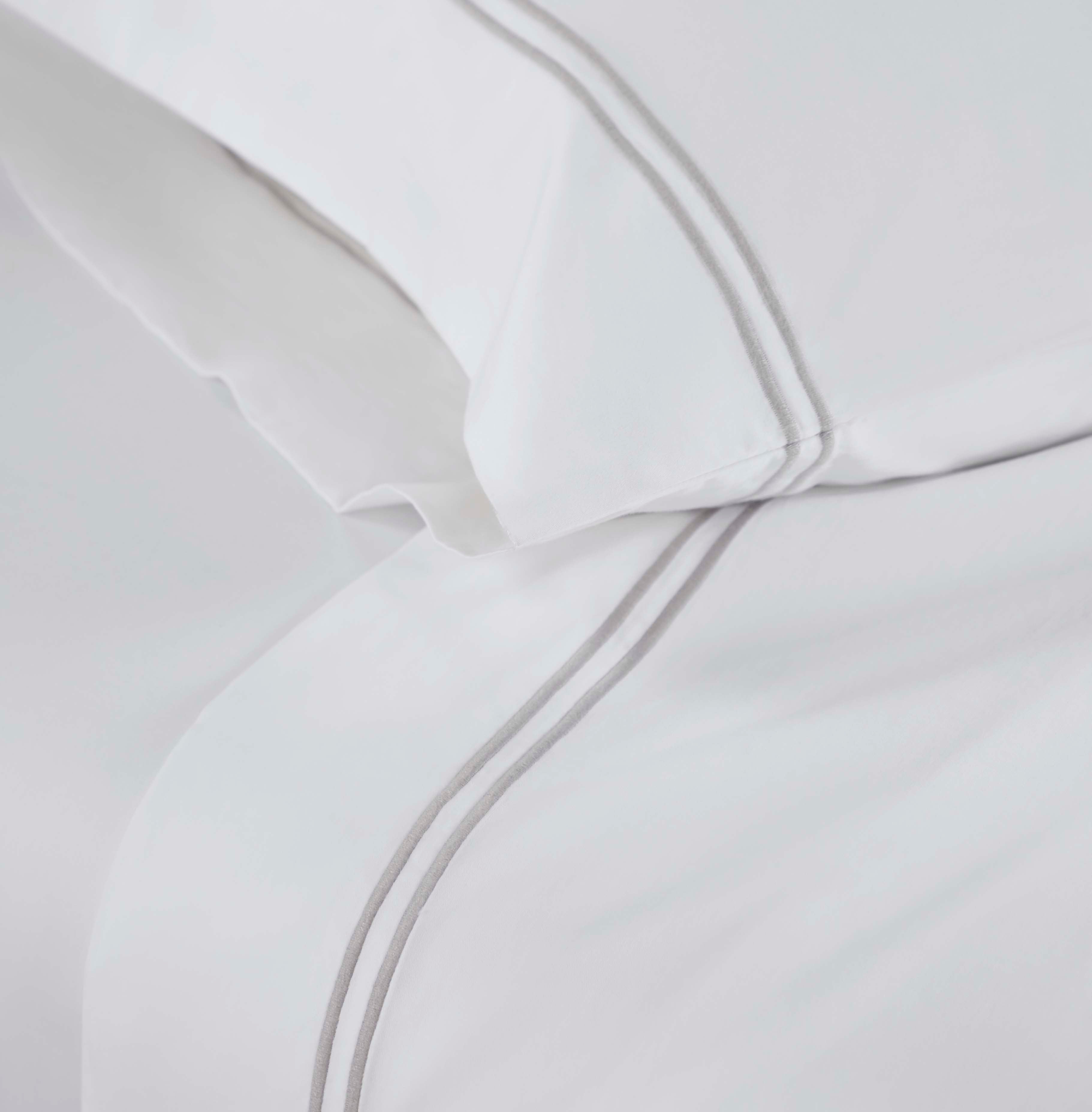 Premium Fieldstone Cotton 2-Line Embroidered Deep Pocket Sheet Set - Queen Size, 4-Piece Bedding Set for Comfortable Sleep & Luxury Bedroom Decor