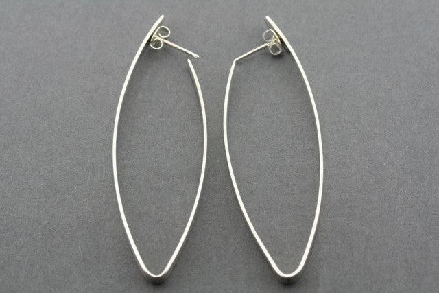 Long Seed Cutout Stud Earrings in Sterling Silver - Elegant & Minimalist Jewelry for Everyday Wear & Special Occasions