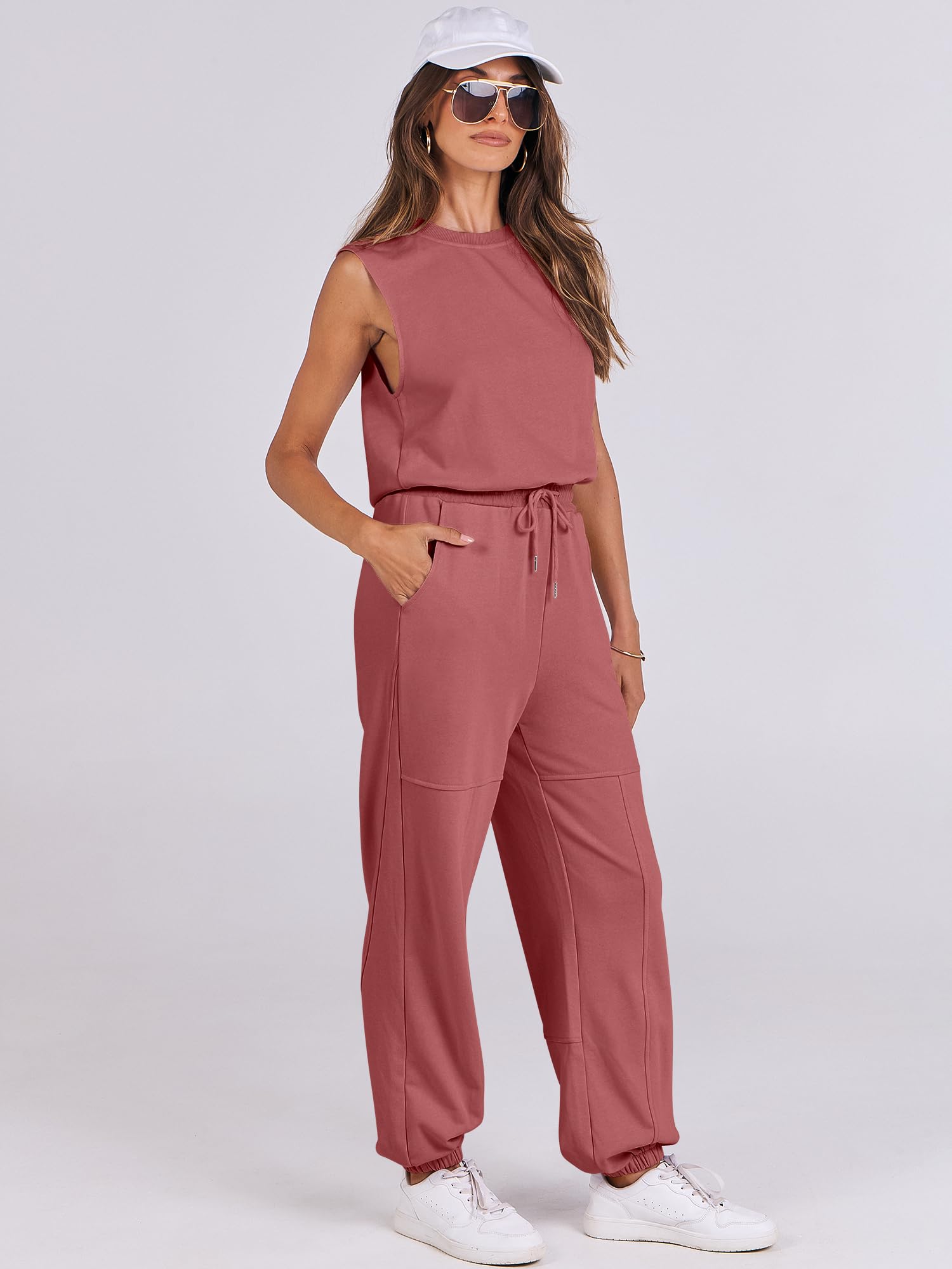 ANRABESS Women's Casual Sleeveless Jumpsuit - Summer Romper One Piece Outfit with Pockets for Workout, Lounge & Outdoor Activities | 2025 Trendy Fashion