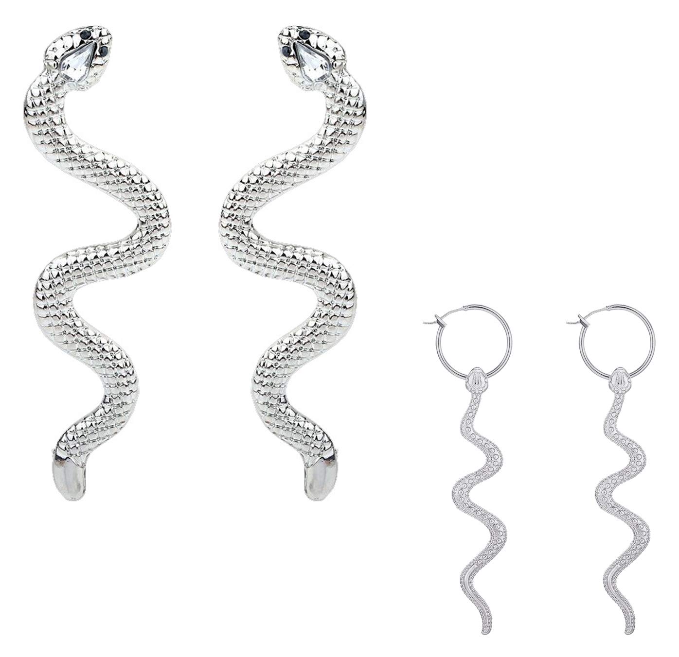 Stylish Gold Snake Dangle Earrings for Women - Long Exaggerated Serpent Hoop Drop Jewelry | Perfect for Parties, Date Nights & Animal-Themed Fashion