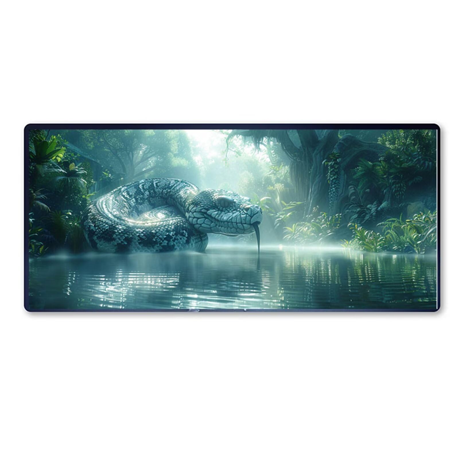 XXL Gaming Mouse Pad with Snake Design - 800x300mm Non-Slip Rubber Base & Stitched Edges - Perfect for Keyboard & Desk Setup - Ideal for PC Gaming, Office Work & Streaming