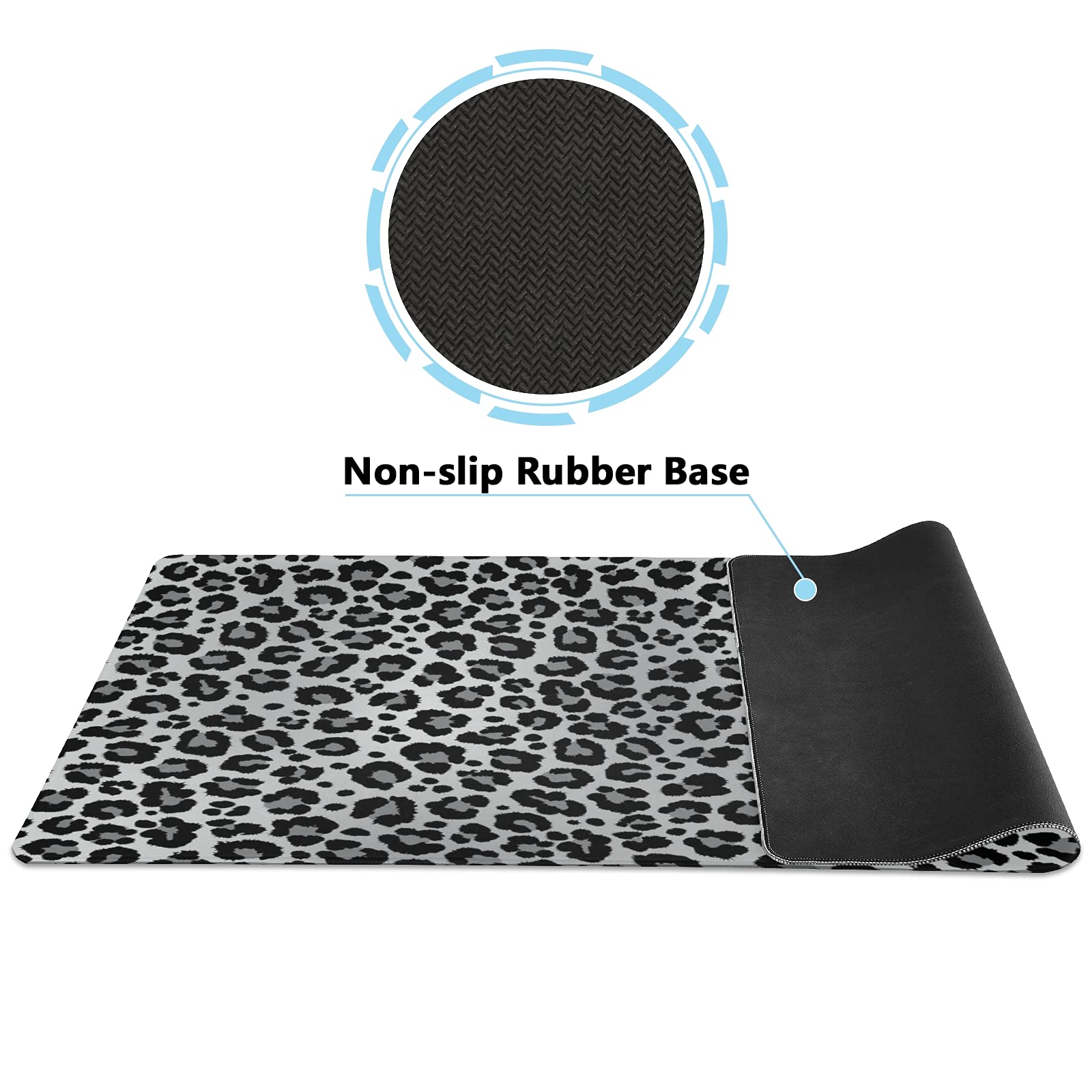 ALAZA Large Gaming Mouse Pad - Snow Leopard Print Gray Non-Slip Rubber Base (31.5x15.7 Inch) for Computer, Laptop, Home & Office Use - Perfect for Gaming, Work & Daily Computing