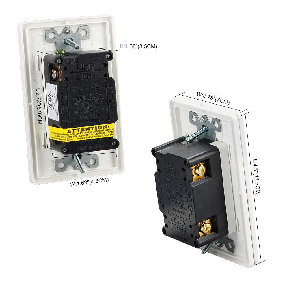 15A 125V TR/Tamper-Resistant GFCI Outlet with Green LED Indicator - 2 Wall Plates (Standard & Screwless) - ETL Listed - White (5 Pack) - Ideal for Home, Office & Commercial Electrical Safety