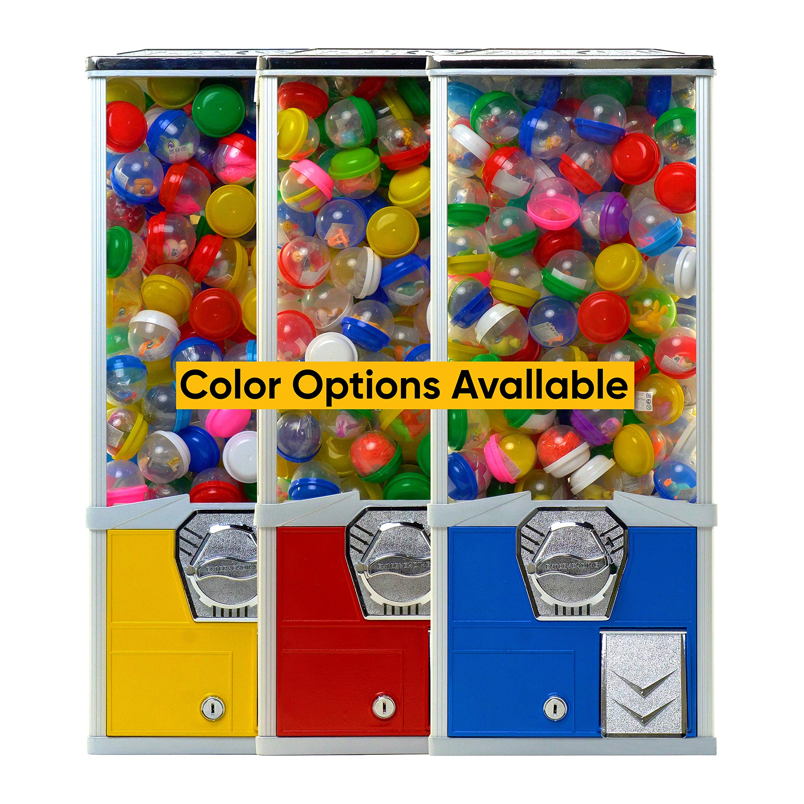 Commercial Big Capsule Vending Machine with Stand - 2 Inch Round Capsule Prize Dispenser for Gumballs, Bouncy Balls & Toys - Yellow Arcade Vending Machine for Malls, Arcades, Restaurants & Retail Stores