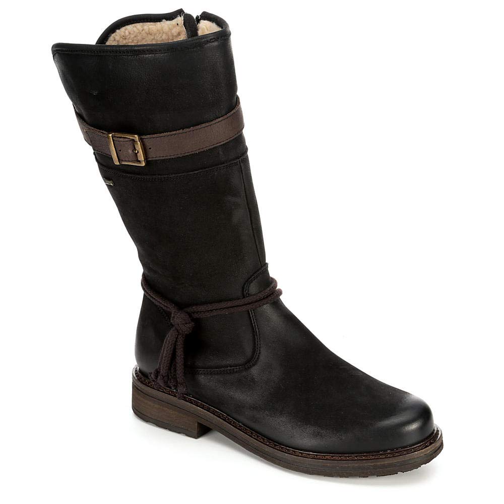 Highland Creek Women's Water Repellent Mid Calf Leather Boots - Black, Size 7 US | Comfortable & Stylish for Outdoor Hiking, Rainy Days & Winter Fashion