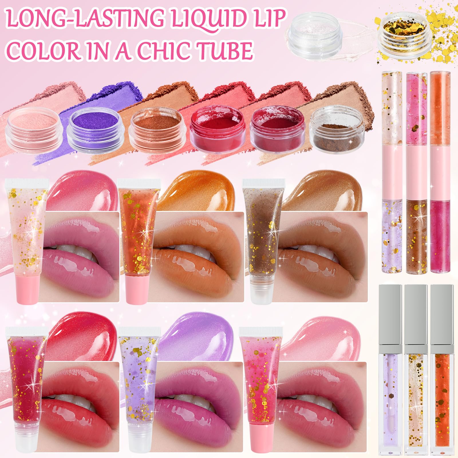 JCOOS DIY Lip Gloss Making Kit for Women & Teens - Includes Lip Oil, Moisturizing Base, Pigments & Tubes - Perfect for Beginners, Unique Gifts & Creative Beauty Projects - Great for Birthday Parties, Spa Days & Self-Care Activities