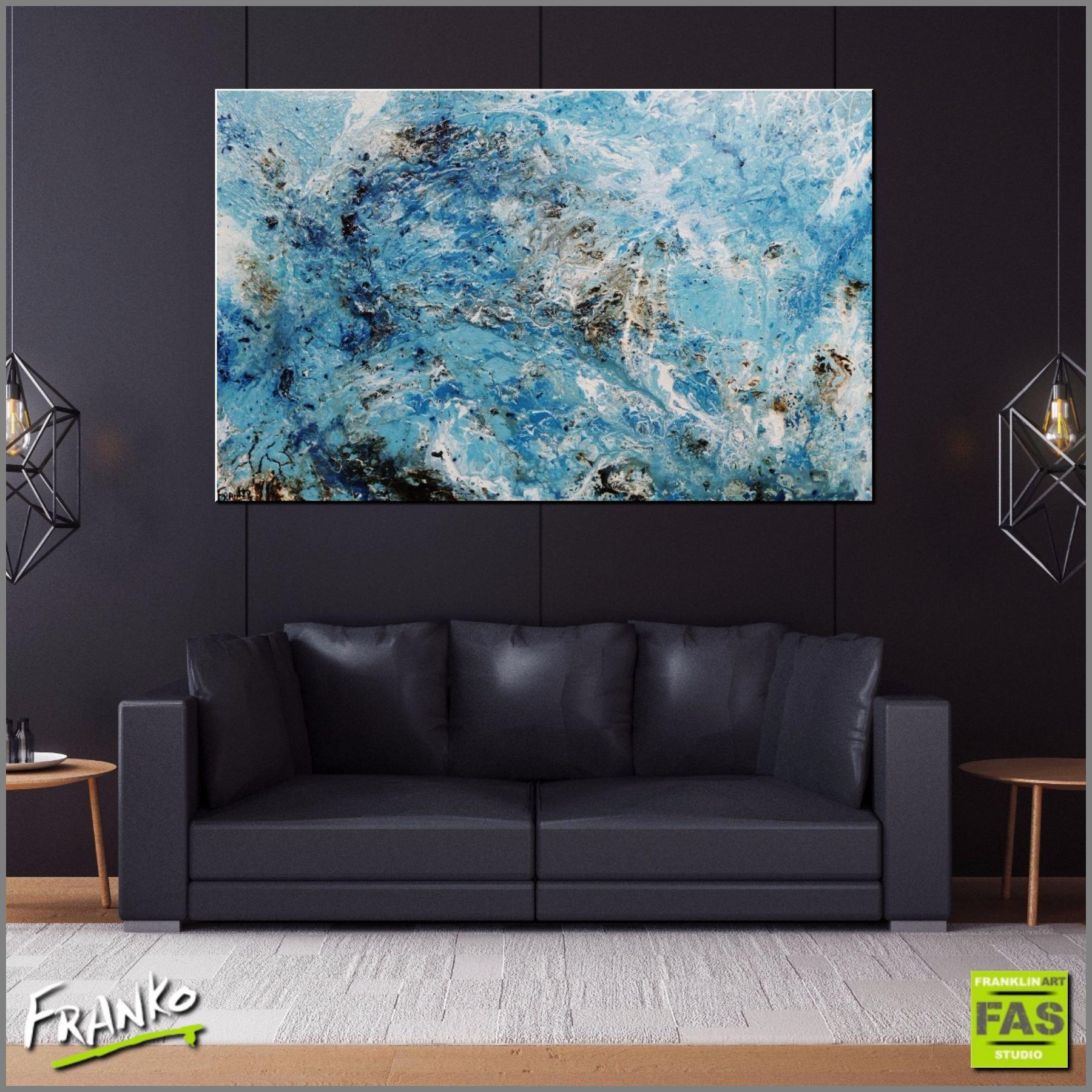 Abstract Blue and White Wall Art - Modern Home Decor for Living Room, Bedroom & Office - Inspirational Canvas Painting