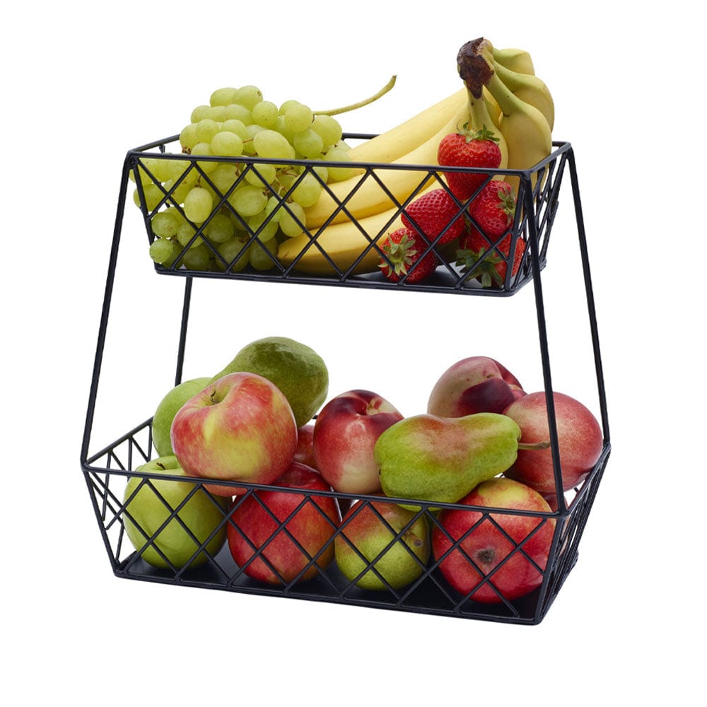 Lattice Farm Flat Back 2 Tier Storage Basket - Woven Rattan Organizer for Bathroom, Kitchen, or Bedroom - Perfect for Towels, Toys, and Home Decor