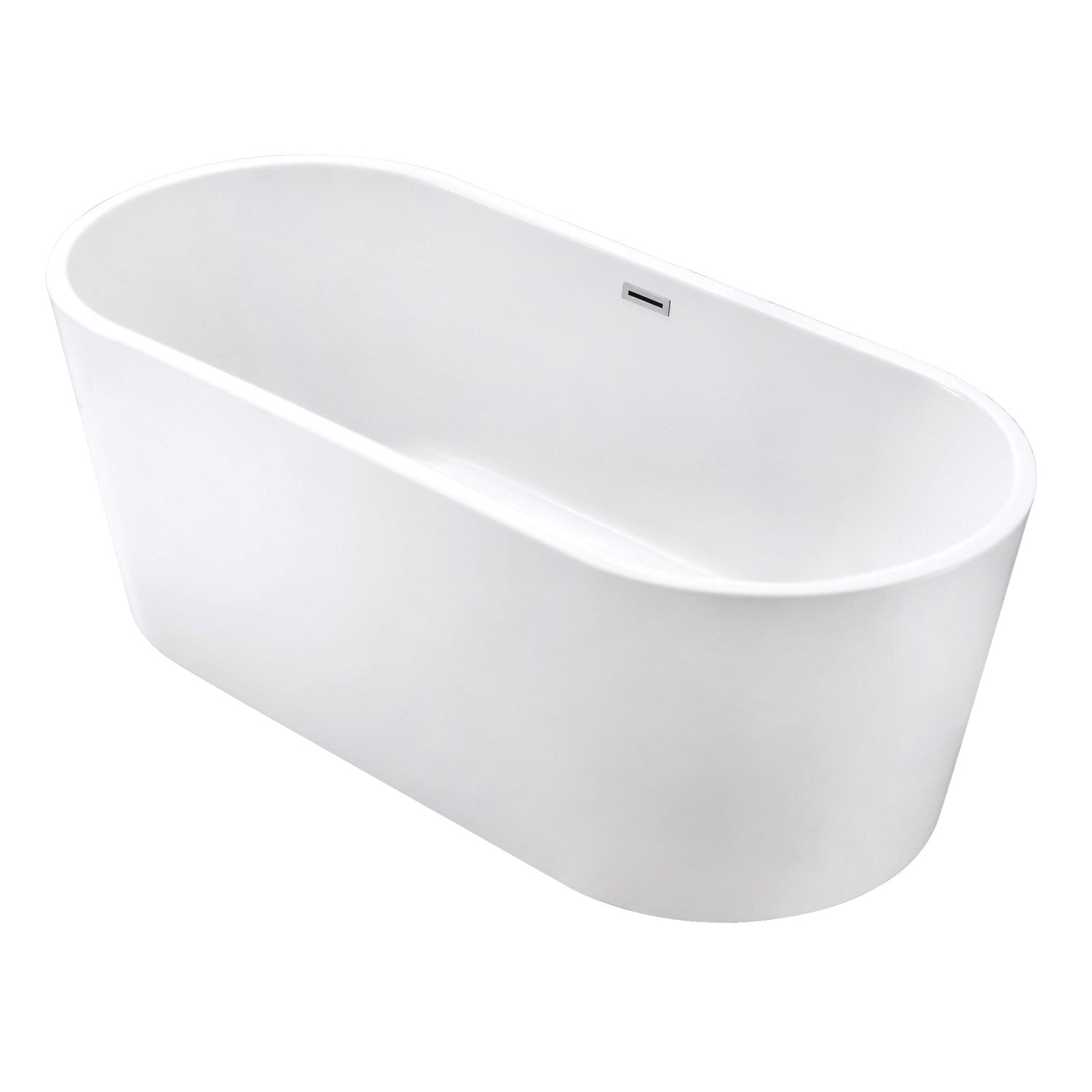 Aqua Eden 67-Inch Freestanding Acrylic Oval Bathtub - Double Ended Soaking Tub with Drain, Glossy White Finish | Perfect for Luxury Bathrooms & Spa Retreats