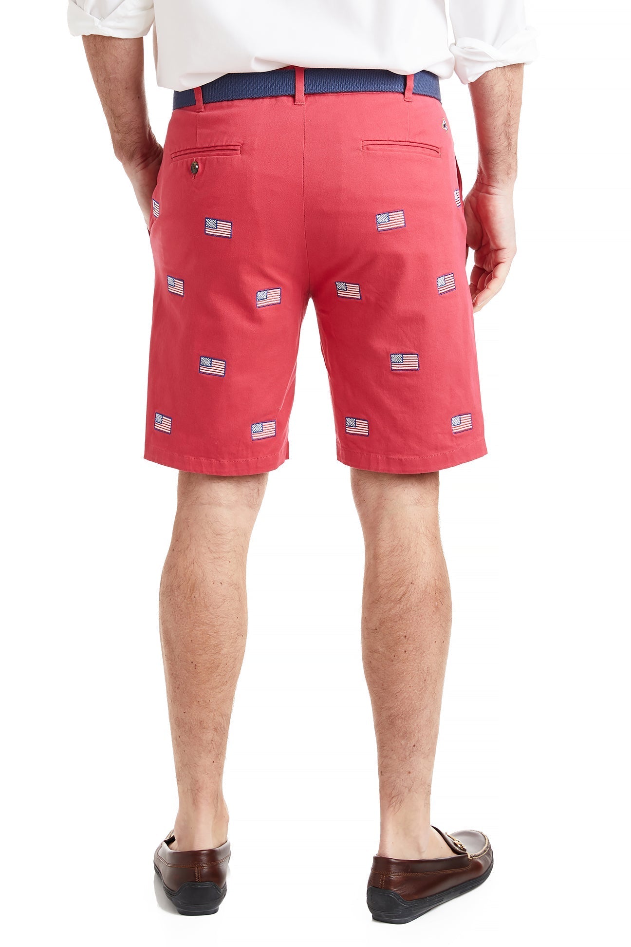 Cisco Short Hurricane Red with American Flag - Patriotic Men's Casual T-Shirt for 4th of July, BBQ, and Outdoor Events