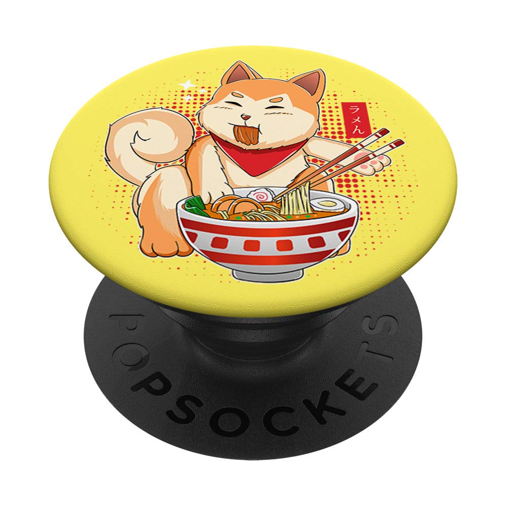 Cute Japanese Anime Shiba Inu Dog Eating Ramen Bowl - Kawaii Pet Lover Gift for Anime Fans, Home Decor & Office Desk Accessory