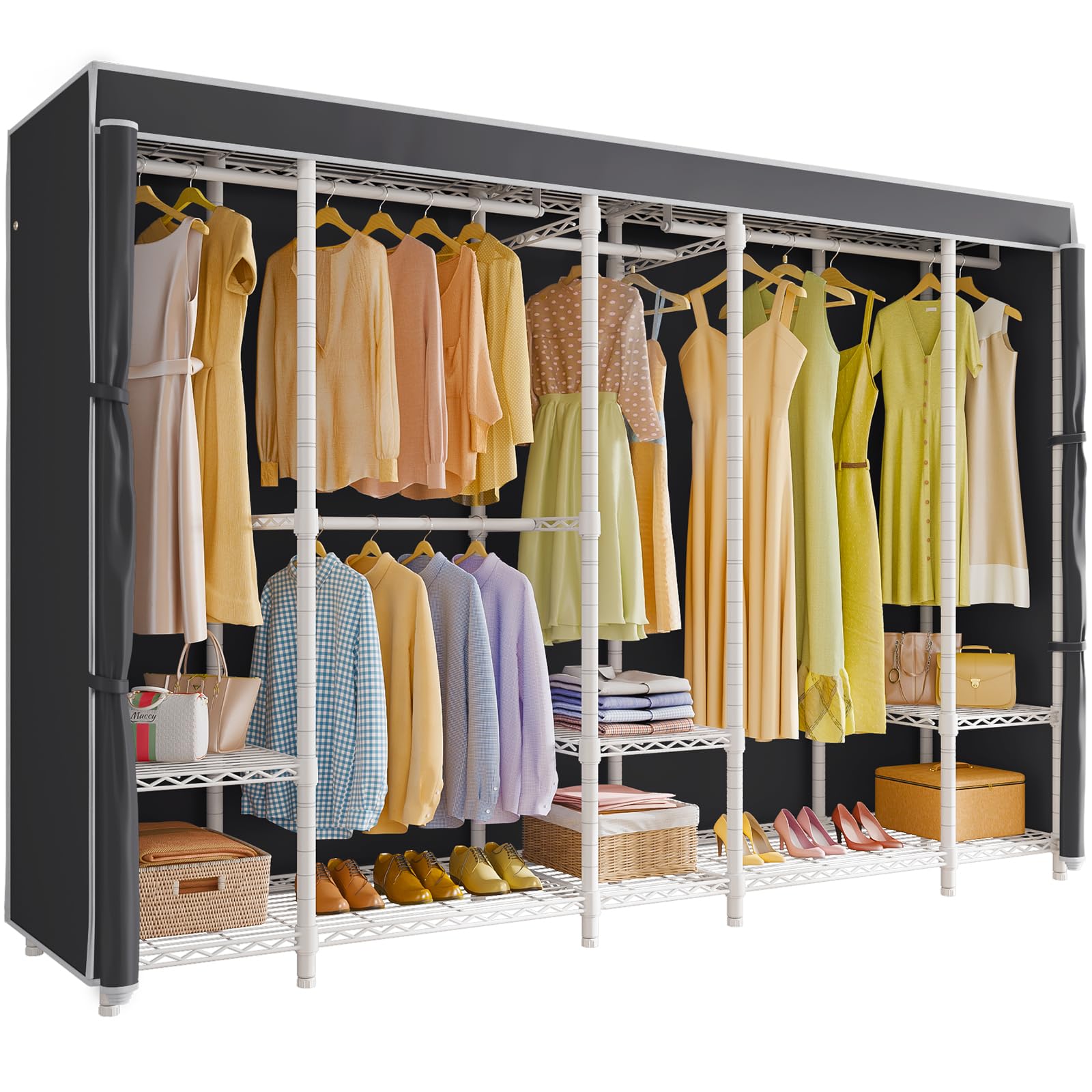 VIPEK V50C Heavy Duty Portable Closet Rack - Large Freestanding Wardrobe with Black Cover, Sturdy Clothing Rack for Hanging Clothes (Max Load 1300lbs) - Perfect for Bedroom Storage, Closet Organization & Temporary Wardrobe Solutions
