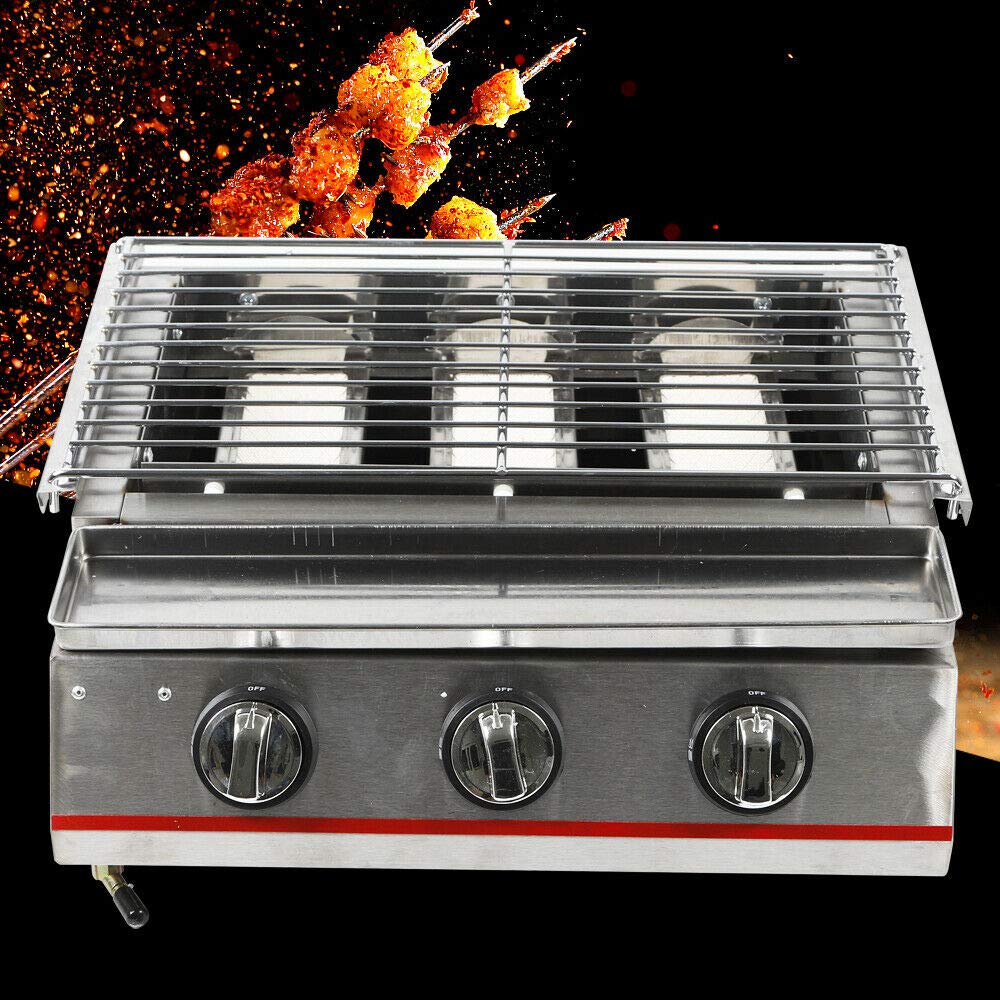 DYRABREST Commercial Smokeless Indoor Grill - Stainless Steel Gas Grill for Home Use with Drip Tray & Annular Heating Tube - Perfect for Apartment BBQ, Kitchen Cooking, and Smoke-Free Grilling (Style 2)